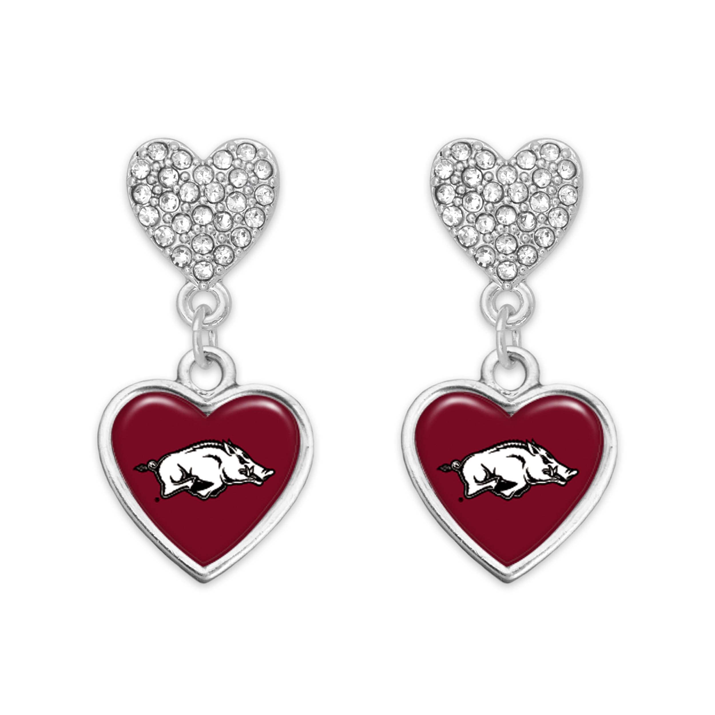 Arkansas Razorbacks Amara Silver Crystal Heart Earrings Jewelry Gift UA