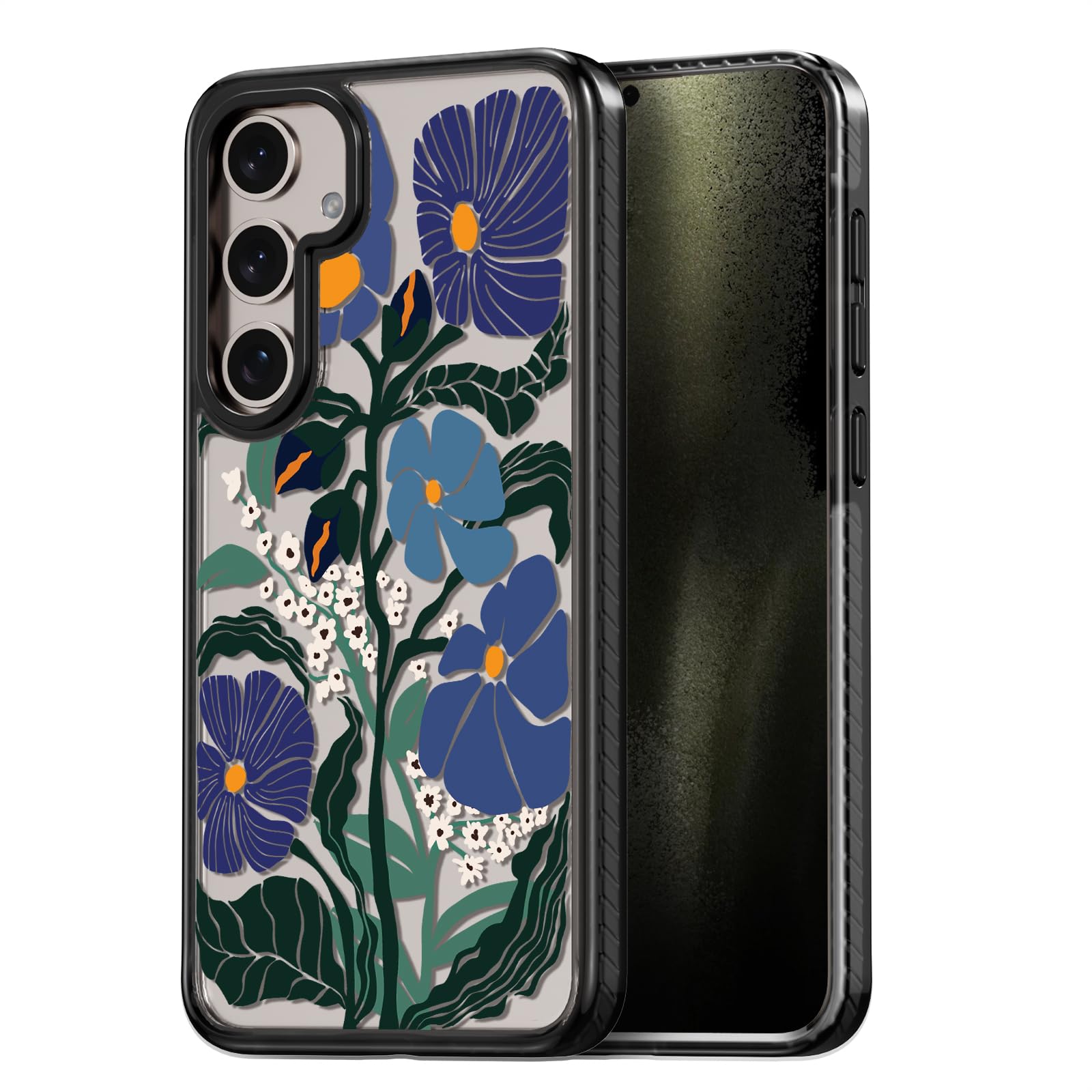 Rosarnnah for Samsung Galaxy S24 Case Aesthetic Black, Passiflora Caerulea | Cute Funny Pattern Design for Girls Women Men, Durable Shockproof 6.2" Phone Case 6.6ft Drop Protection for Fashion Daily Passiflora Caerulea(B24) Basic Case Samsung Galaxy S24