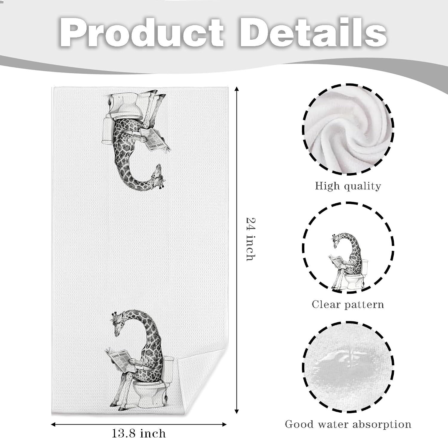 Funny Cute Giraffe Bathroom Decorative Towel, Funny Giraffe Gifts, Animal Towels Decor for Kitchen & Bathroom, Gifts for Giraffes Lovers Women