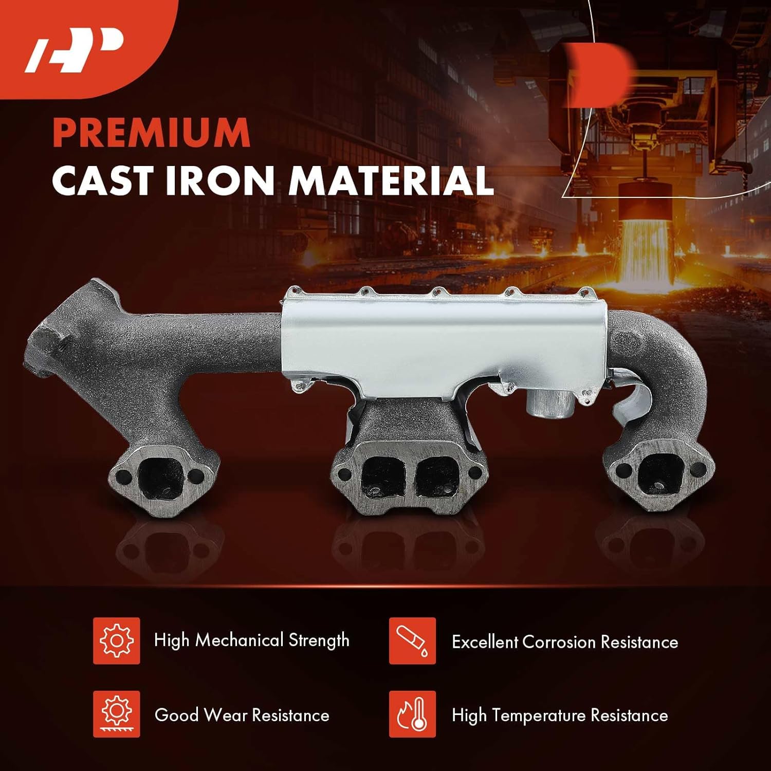 A-Premium Right Side Exhaust Manifold Kit W/Gasket, Studs, Nuts, Washers & Heat Shield [5.0L 5.7L] Compatible with Chevrolet G10 1983-1987, G20 1983-1987, G30 1983-1988 & GMC G1500, G2500, G3500