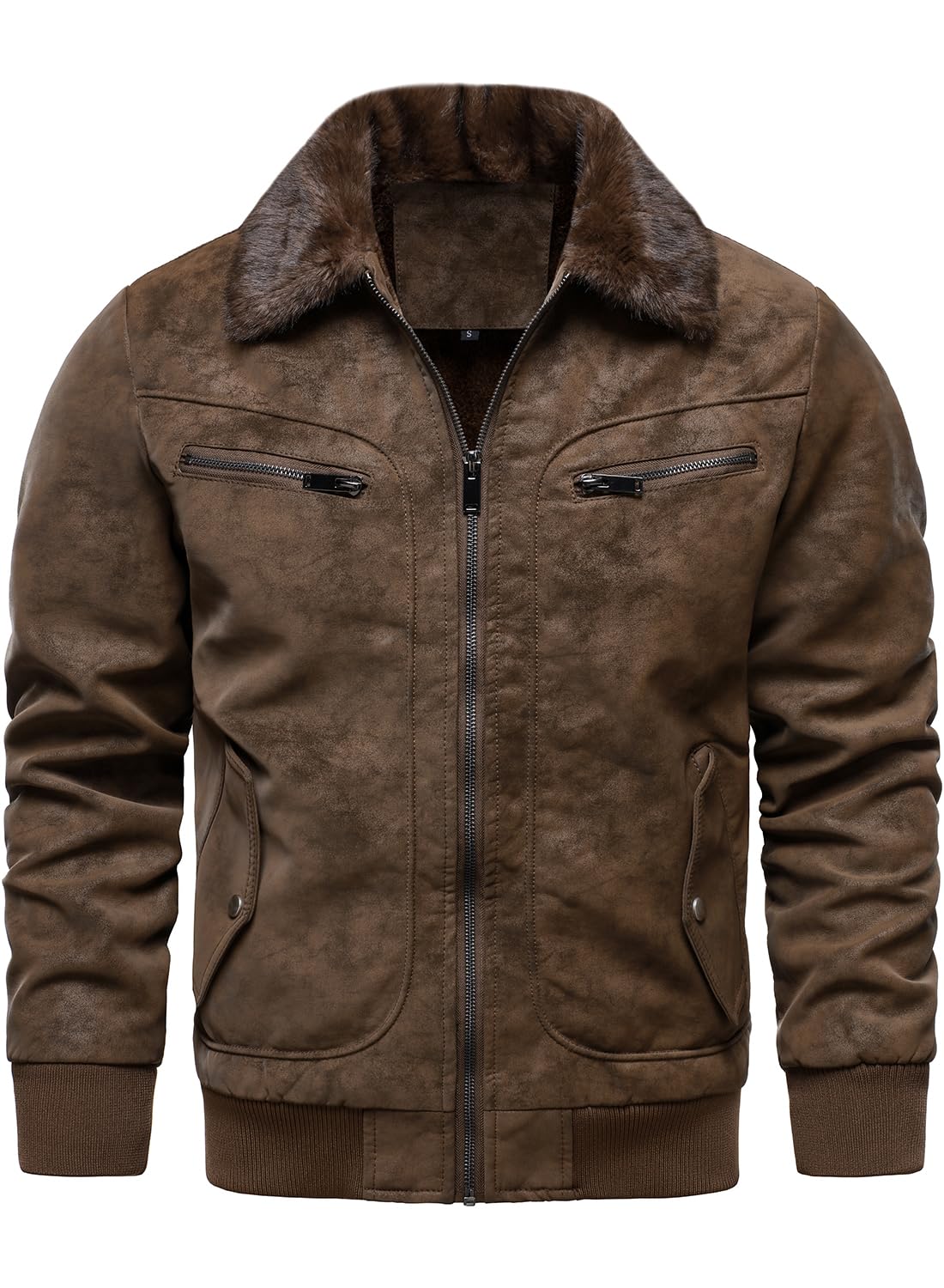 HOOD CREW Faux Fur Flight Bomber Jacket