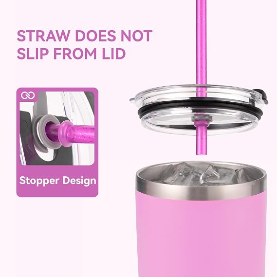 Short Straws for Stanley 16 oz 20 oz Tumblers, 9 Reusable Replacement Drinking Straws with Clean Brush for Small Cups,Mugs&Jars (12Pcs Stripes)