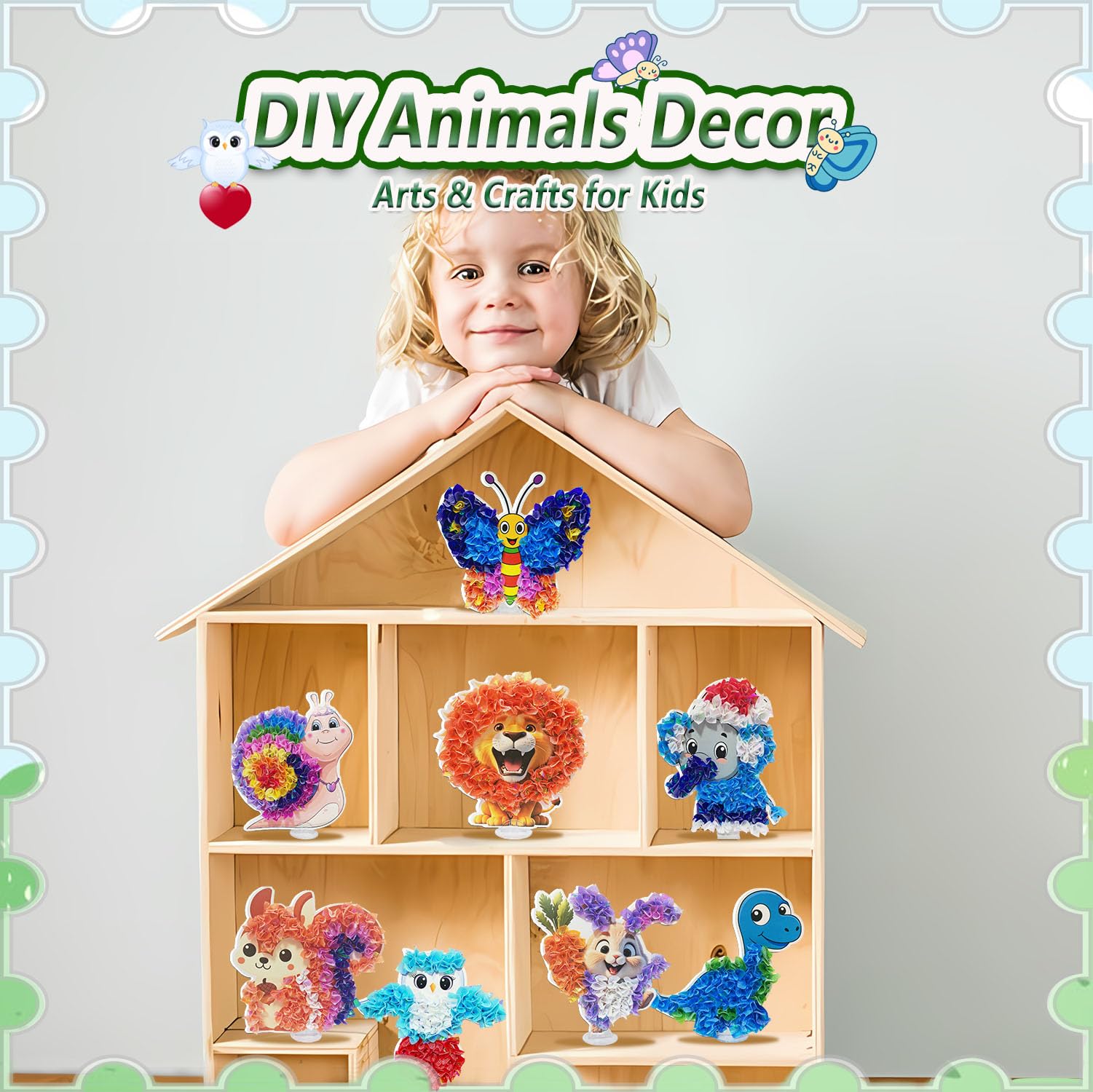 JRD&BS WINL Set di arte Poke-in per bambini dai 4 agli 8 anni in su, gioco creativo fai da te, senza pasticcio, regalo perfetto per ragazzi e ragazze, giocattolo educativo 3-12 anni (animali paesaggi)