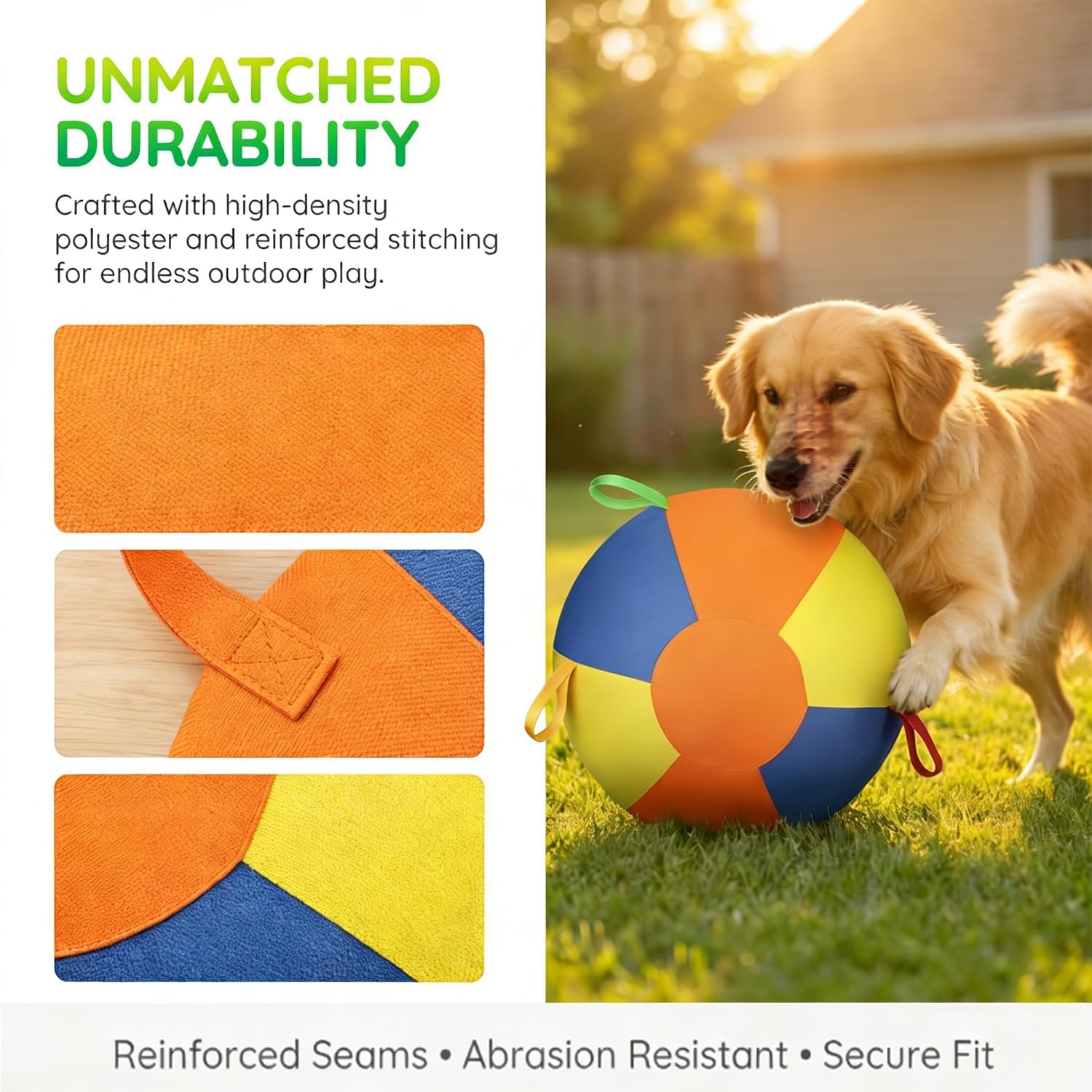 2026 Upgraded 10/18/22" Calming Jumbo Herding Ball for Dogs, Durable Tear-Resistant Inflatable Giant Dog Ball with Heavy-Duty Handle Cover & Pump for Large Dogs Play & Exercise (Large)