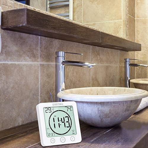 Miniatura 6 de Reloj de ducha digital de 2 piezas, reloj temporizador de baño, resistente al agua para rociar agua, alarma de cuenta regresiva, temporizador de