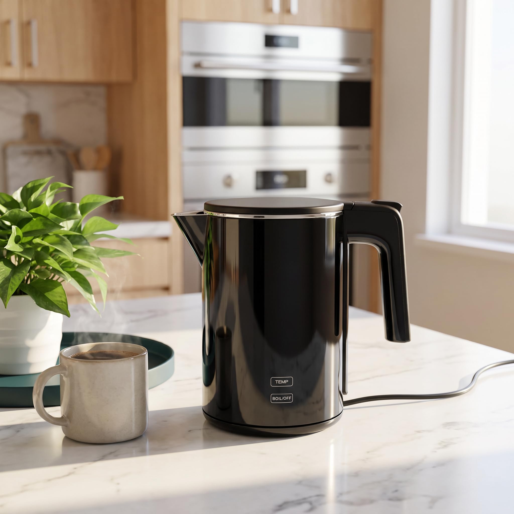Electric Kettle 1.0L Adjustable Temperature, 1200W Fast Heating, BPA-Free