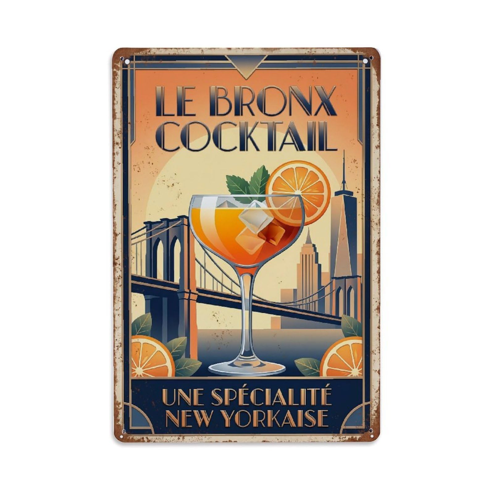Bronx Refined Taste Metal Tin Sign Plaque Wall Decor for Cafe, Club Bar, Office, Home Garden Metal Poster 8x12Inch
