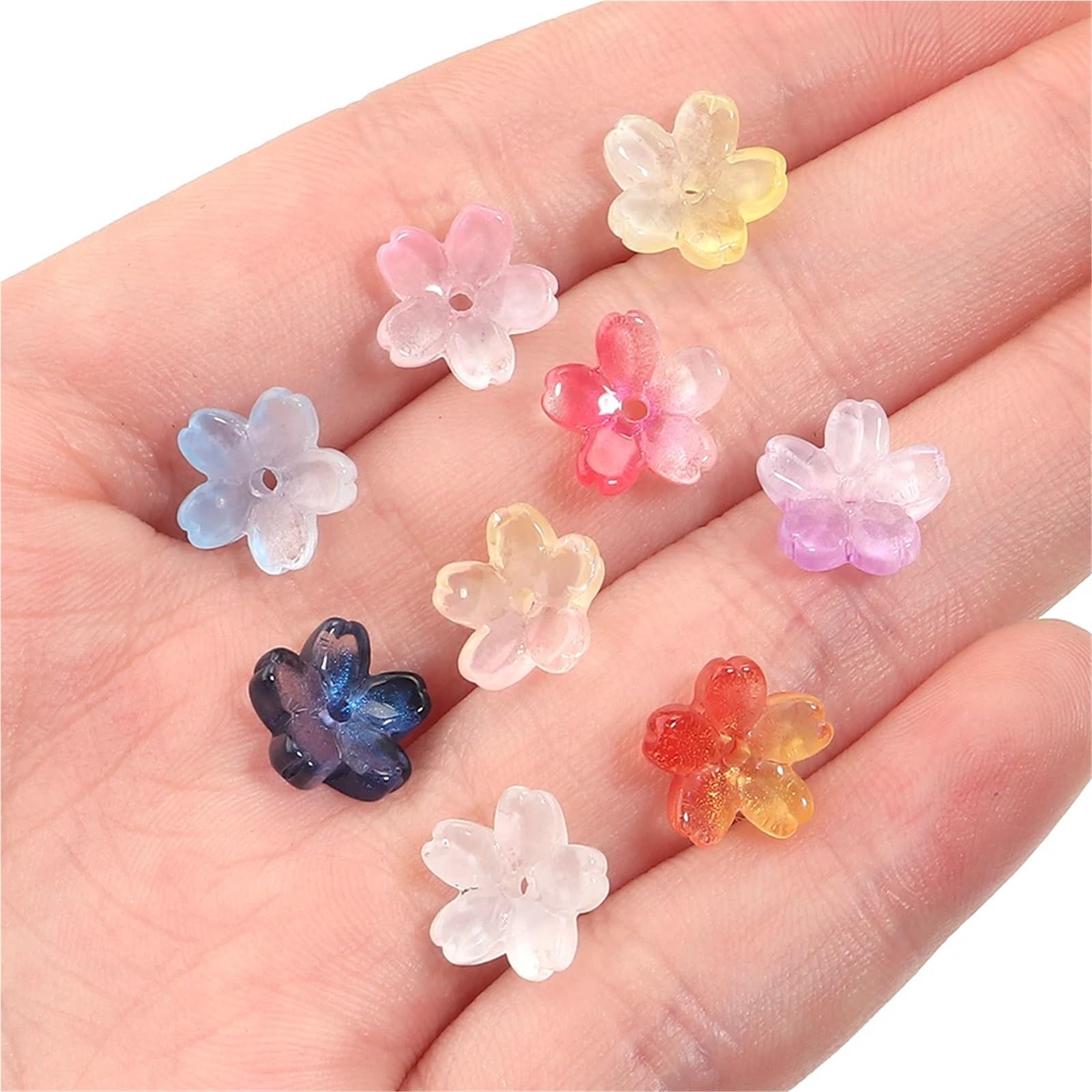 Espaciadores de cuentas acrílicas de flores, 500/1000 unidades, cuentas sueltas de cristal degradado de 10,5 mm para hacer joyas, pulseras, collares, aretes, accesorios (azul negro, 1000 unidades)