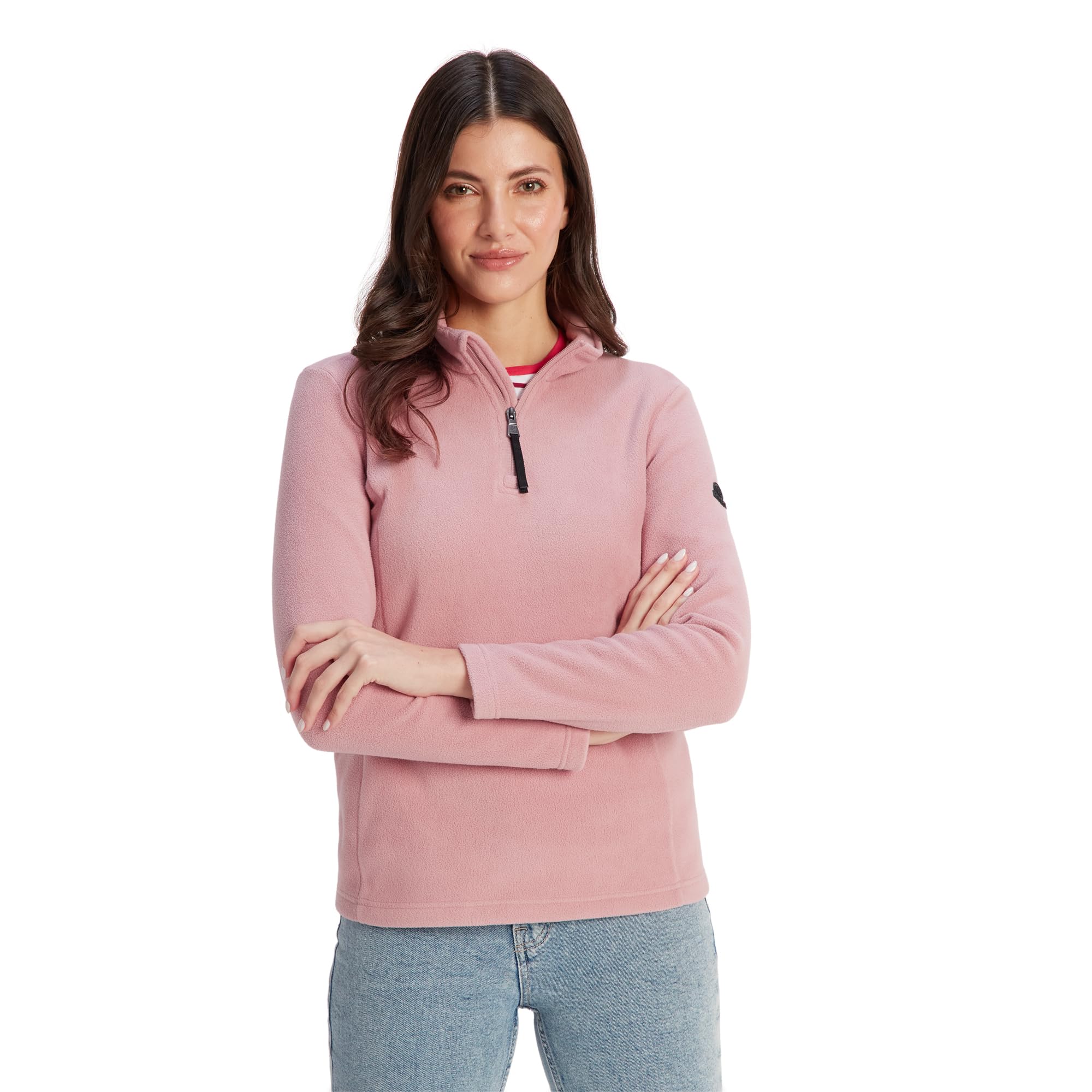 TOG24 Revive Women's Fleece Jackets Warm Fleece Jumper Pullover with Zip Neck Ladies Sports Bodywarmer Lightweight Stand-Up Collar Sweatshirts Faded Pink UK12