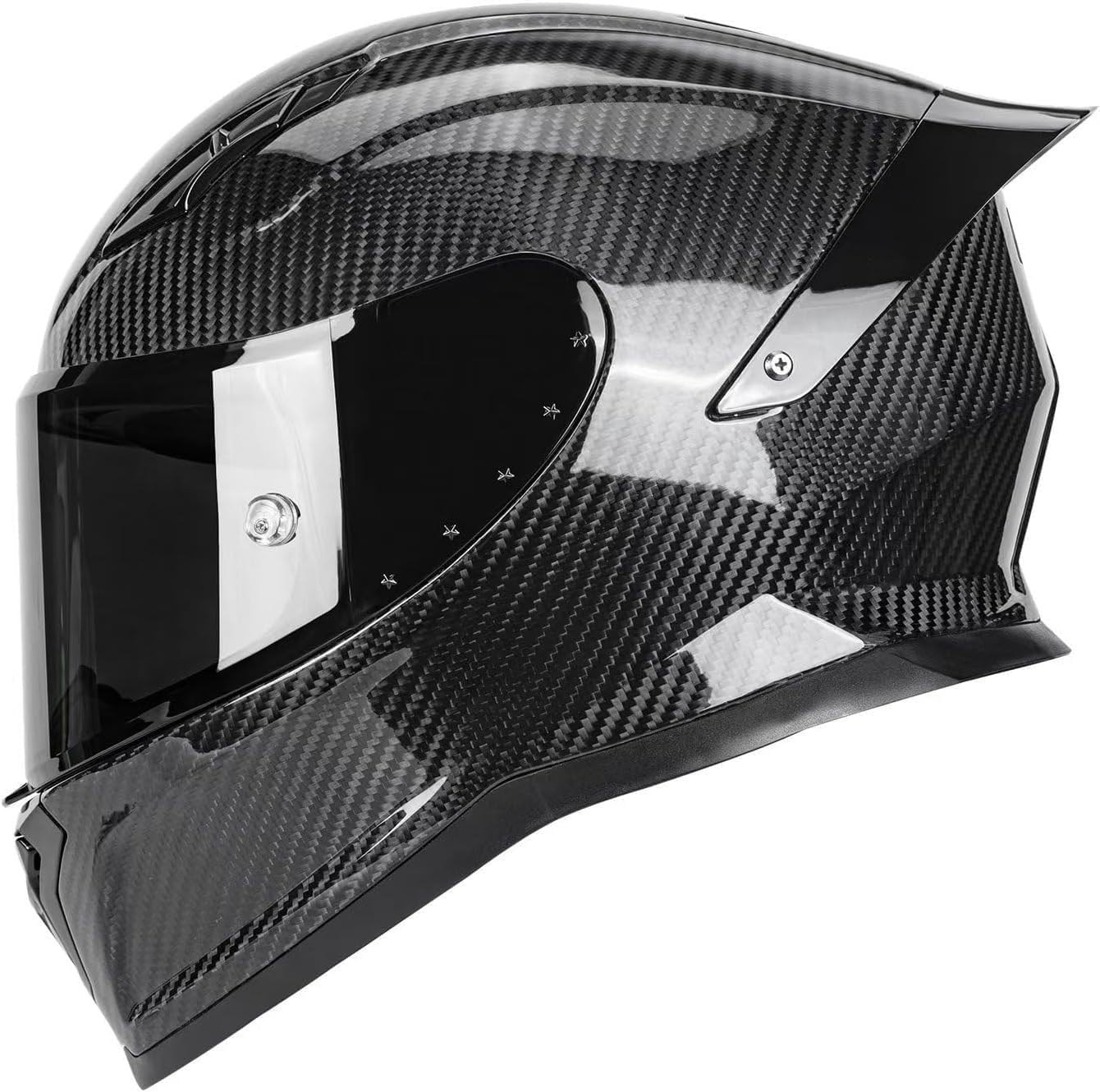Caschi integrali da Moto in Fibra di Carbonio con Spoiler, Casco da Moto da Strada Sportivo da Turismo, omologato ECE/DOT E,L=57-58cm