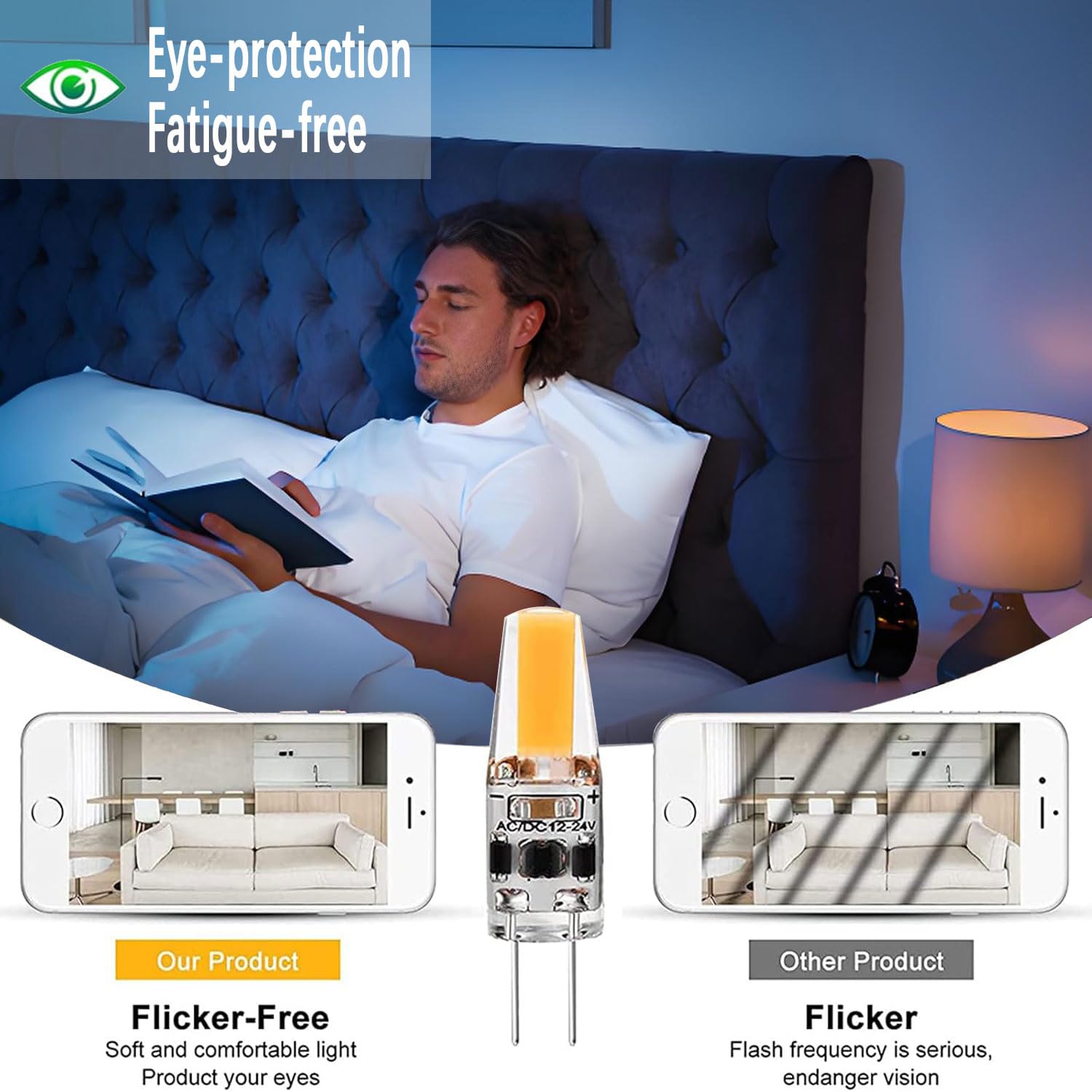 Żarówki LED G4, 3 W, odpowiednik halogenu 30 W, możliwość ściemniania, 300 lm, AC/DC 12 V-24 V, ciepła biel 3000 K, szeroki kąt 360°, oszczędność energii, 8 sztuk