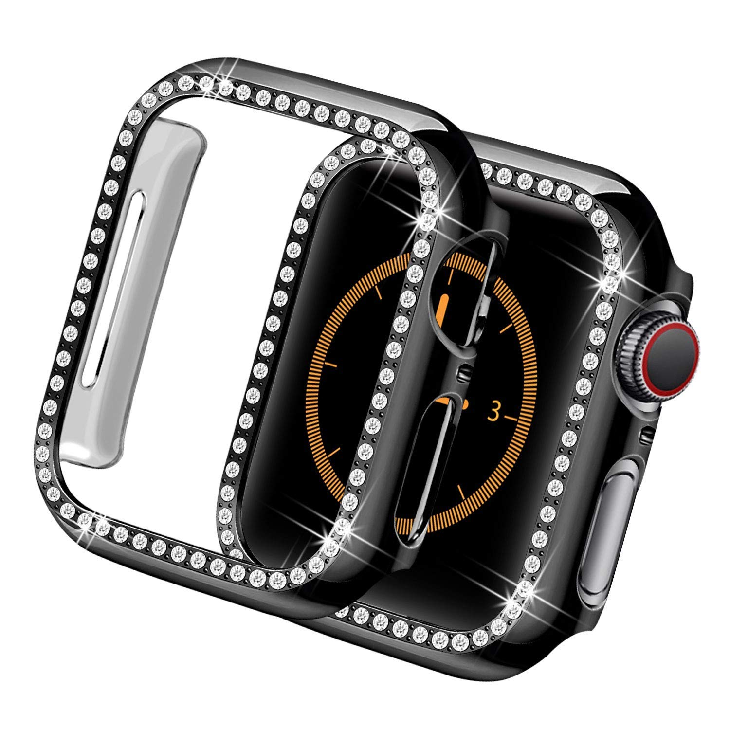 Dl3 Mobilak Bumper Diamond Case Compatible with Apple Watch Series 8 Series 7 41mm, Bling Crystal Diamonds PC Plastic Protector Case Cover Frame For Apple Watch Series 8/7 41 mm