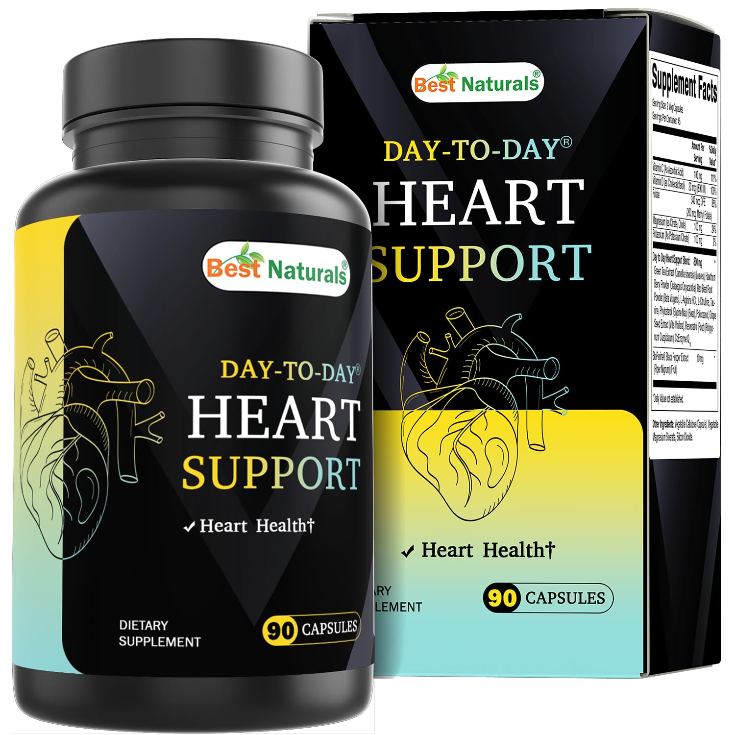Best Naturals Day-to-Day Heart Health Support, 90 Veg Capsules 90 Count (Pack of 1)