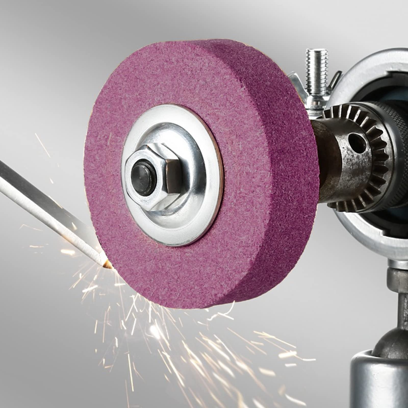 Mola per Trapano, Adattatore e Kit di Lucidatura, Testa di Molatura in Metallo, Diametro Esterno 75 mm ID 10 mm Rosso Chiaro