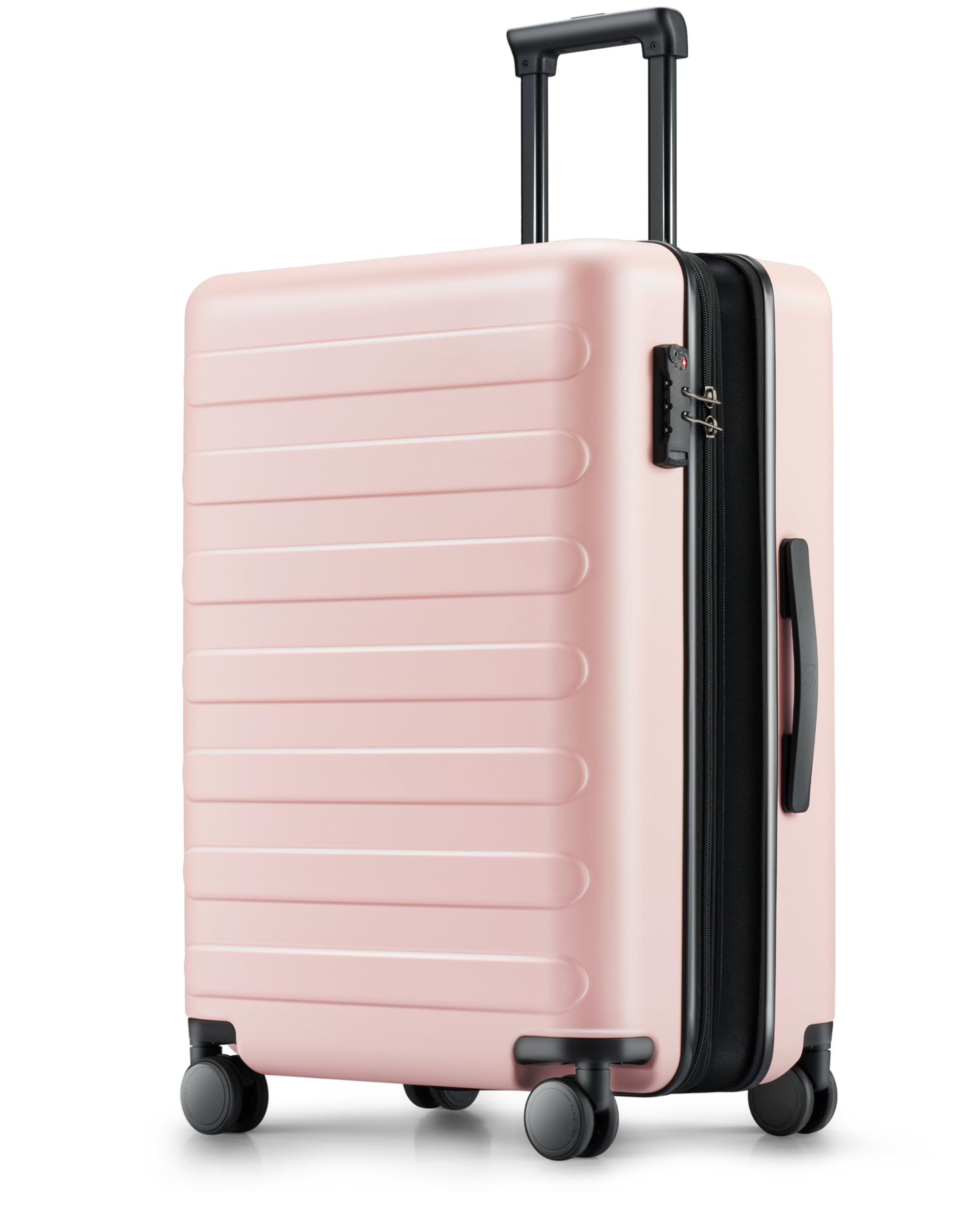 NINETYGO Medium Checked Luggage 24 Inch, Checking In Luggage with Smooth Spinner Wheels, Expandable, Hard Shell PC Suitcase, Lightweight Travel Luggage, TSA Approved (Pink, Rhine Max)