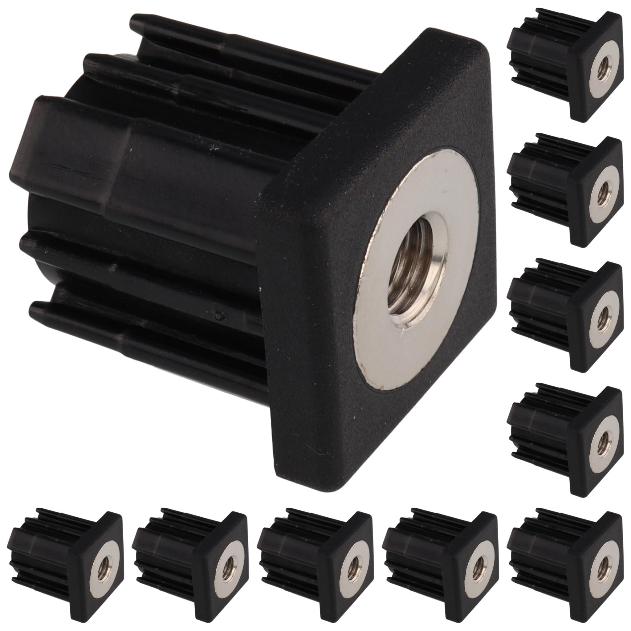 10 tapones roscados M10, 30 x 30 x 2,0, plástico PA reforzado con