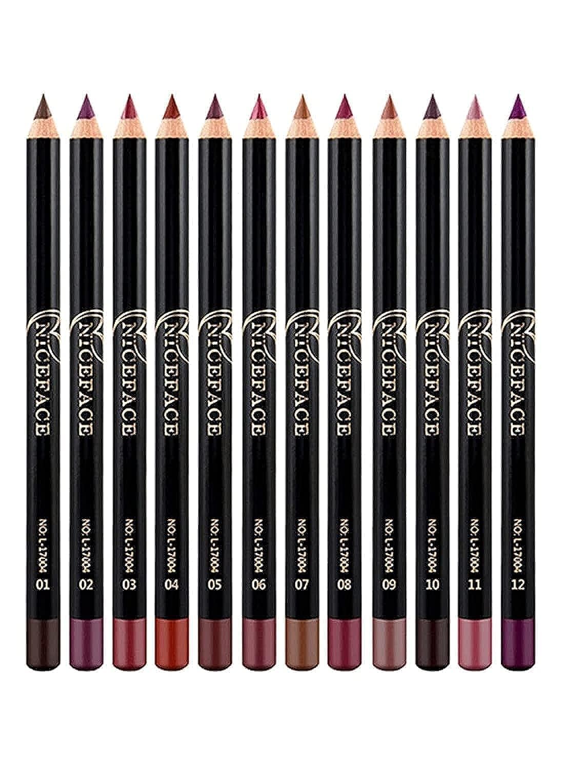 12-Piece Waterproof Lipliner Pencil Set Multicolour