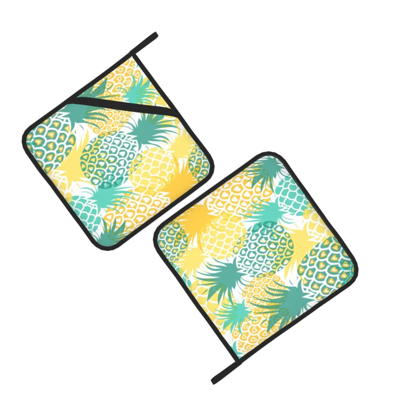 Tropical Pineapple Printed Oven Pot Holders Set of 2 Pcs Heat Resistant Kitchen Microwave Potholders for Cooking Baking Grilling