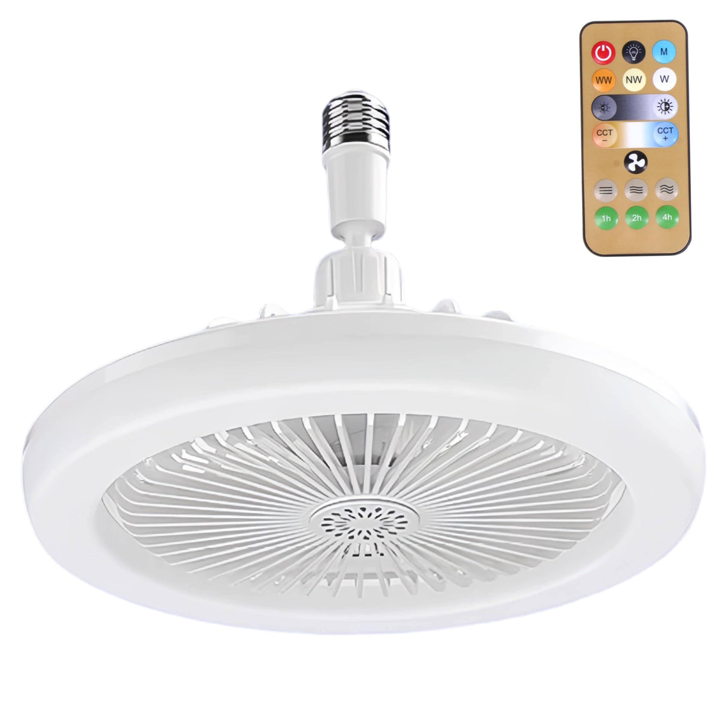 Hperu Ceiling Fan with Led Lights and Remote White 3-Color Dimmable Bedroom Ceiling Fan with Adjustable and E27 Socket