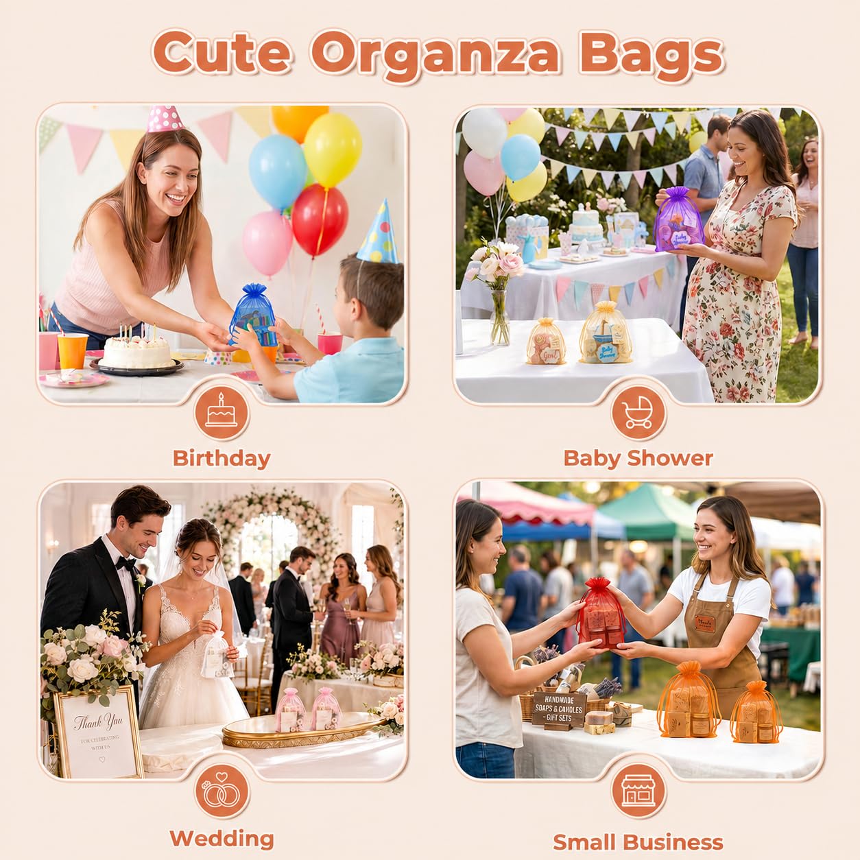 Multicolor Organza Bags - 50 Pack for Gifts & Favors -5