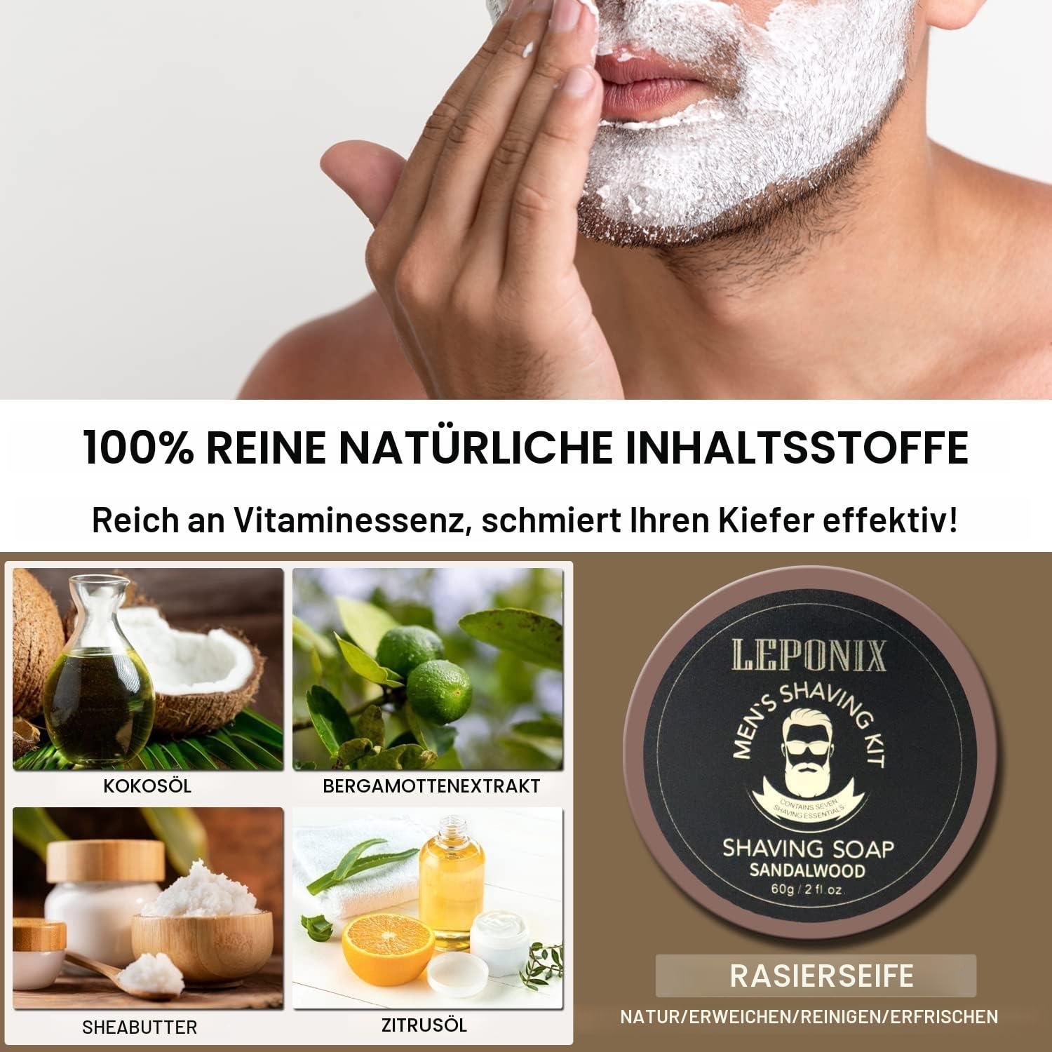 Rasierset für Männer, Barber Set Inkl Rasiermesser, Pre Shave, Rasierpinsel, Rasierseif, Rasiercreme Männer, Rasierschale, After Shave Balsam, Geschenke für Männer