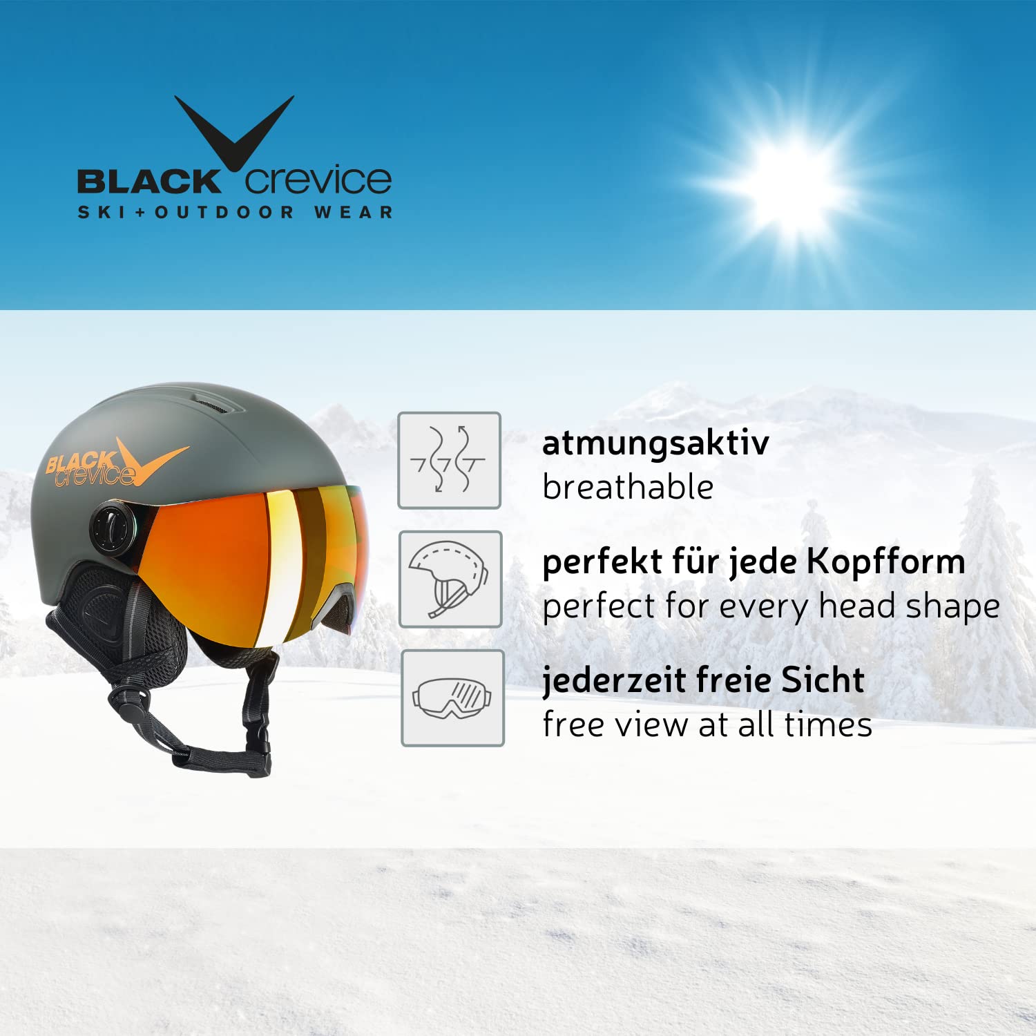 BLACK CREVICE Casco de esquí para niños Leogang I Casco esquí con viseraestilo piloto I Casco Snowboard para niños y niñas I Casco esquí Transpirable I Tamaño Ajustable
