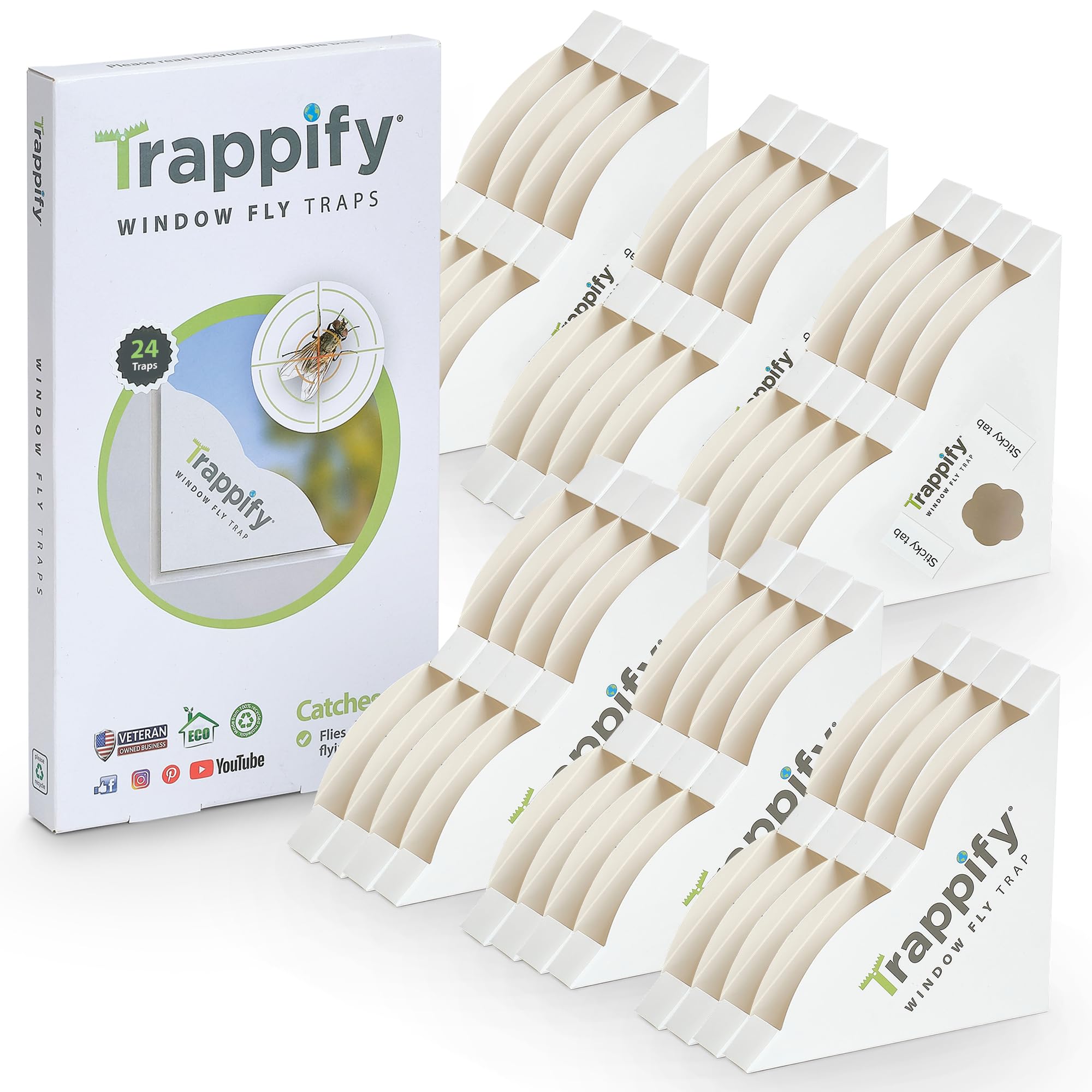 Trappify Fly Trap Indoor: Window Fly Traps for Home | Fruit Fly Traps for Indoors, Gnat Traps for House Indoor | Disposable Fly Trap with Sticky