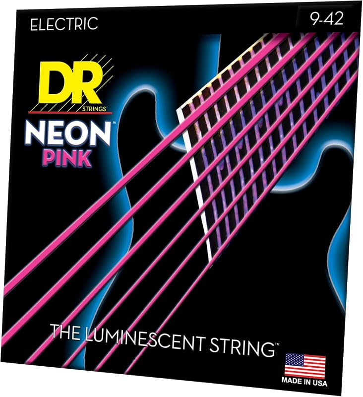 DR Strings HI-DEF NEON Electric Guitar Strings (NPE-9),Pink
