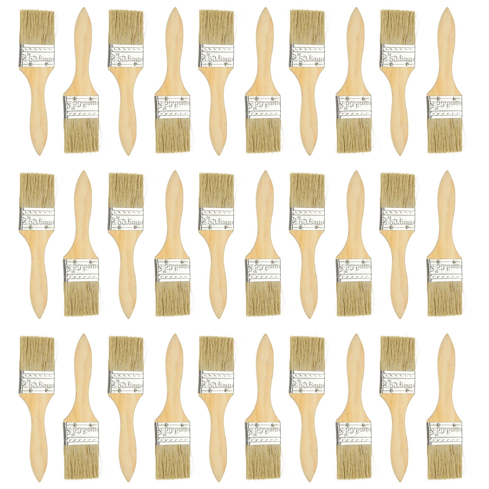 APACALI 30 PCS 2 Inch Paint Brushes, Wooden Handle Paint Brush, Chip Paint Brushes, Paint Brush Decorating Set for Paint, Stains, Varnishes, Glues and Home DIY