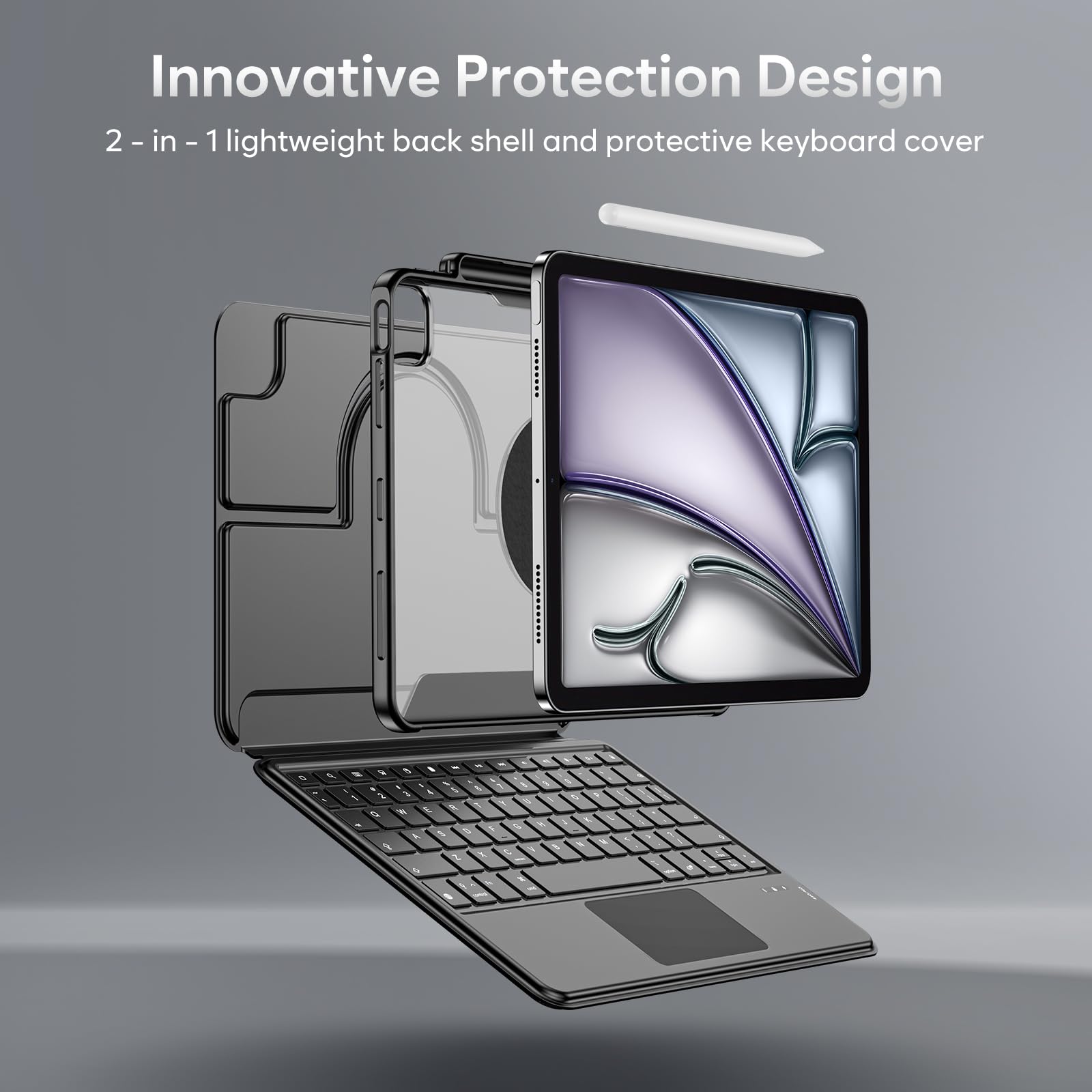 Custodia Con Tastiera ProCase Per IPad Air 11" M2/M3 2024/2025 E IPad Air 4/5 10.9" - Tastiera Wireless Staccabile (US Layout)