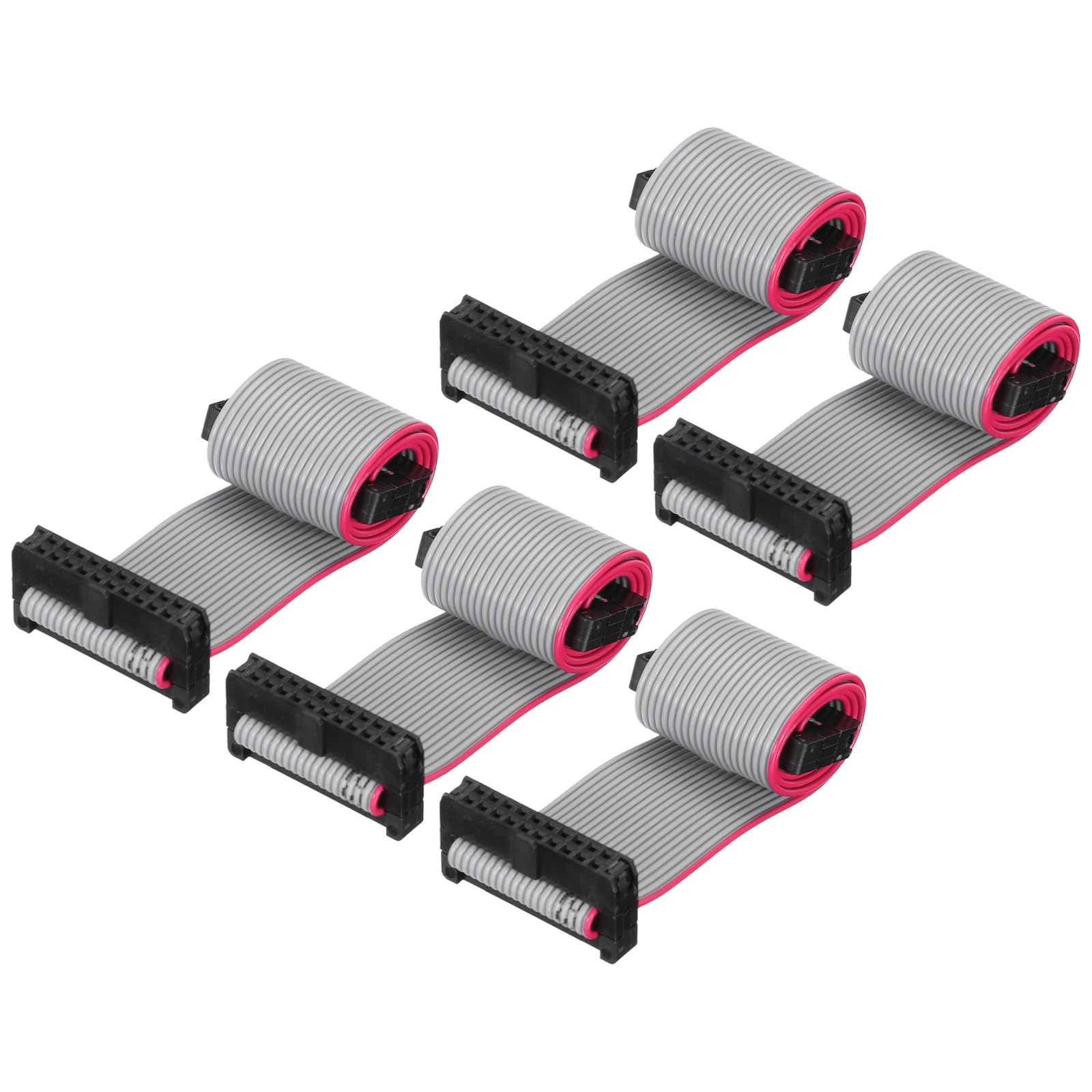QUARKZMAN Cavo a Nastro Piatto Idc 20Pin, Passo 2.0mm, connettore Fc a Fc, Lunghezza 20cm, Filo Grigio per Computer, display Led, Dvd, confezione da 5 Pezzi