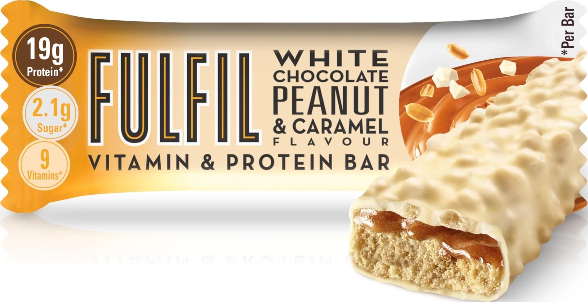 Fulfil Barre de vitamines et de protéines au chocolat blanc saveur cacahuète et caramel 55 g