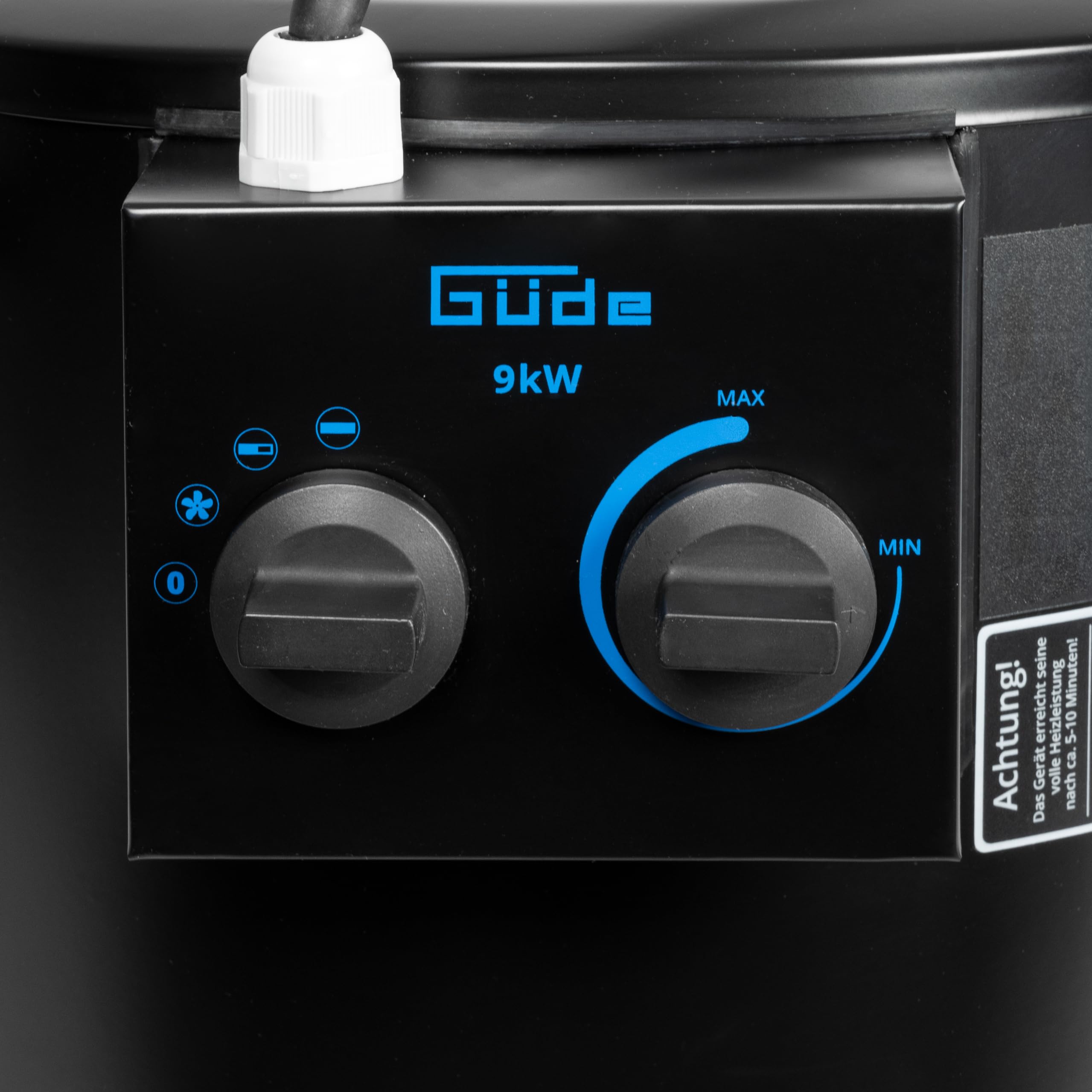 Güde Riscaldatore elettrico GH 9 E (9 kW, 2 livelli di calore 4,5/9 kW, funzione ventilatore, potenza soffiante 742 m³/h, angolo di inclinazione e spegnimento, protezione da surriscaldamento,