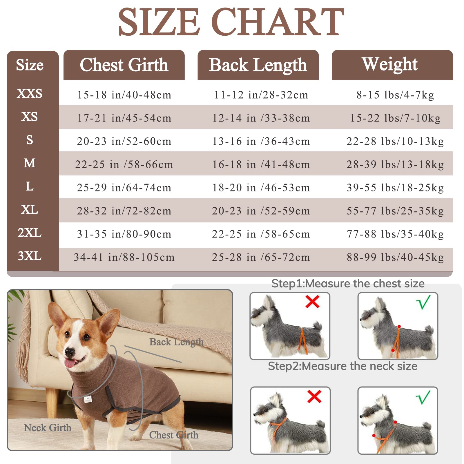 Hundepullover, Hundepullover, weicher und Warmer Mantel für Hunde, Wintermäntel für Hunde, Katzen, Pullover für kleine mittelgroße und große Hunde – Braun M