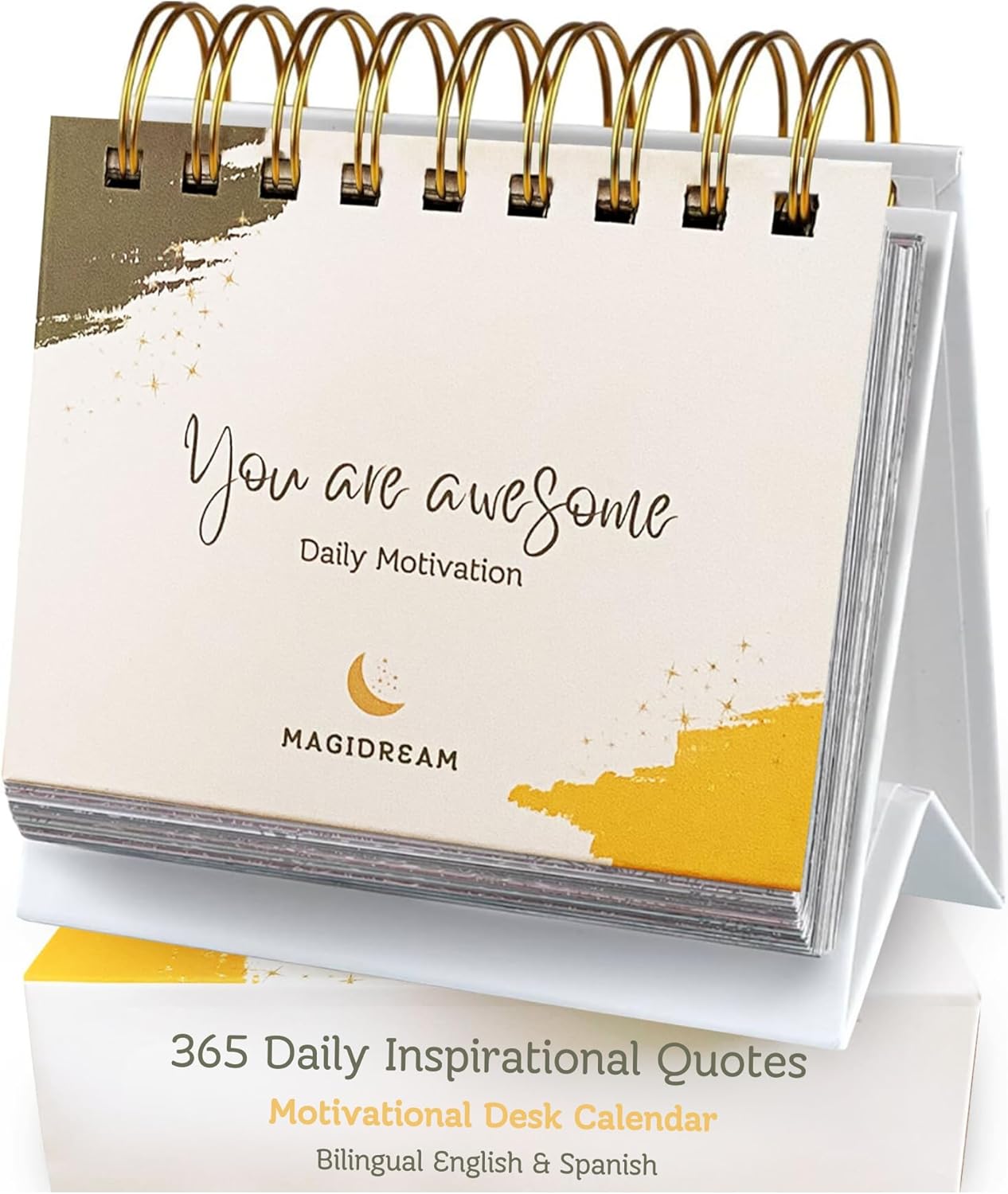 Motivational Desk Calendar – 365 Daily Inspirational Quotes – Perpetual Flip Calendar for Desk – Aesthetic Office Decor – Bilingual English & Spanish – Meaningful Motivational Gift for Women – MAGIDREAM