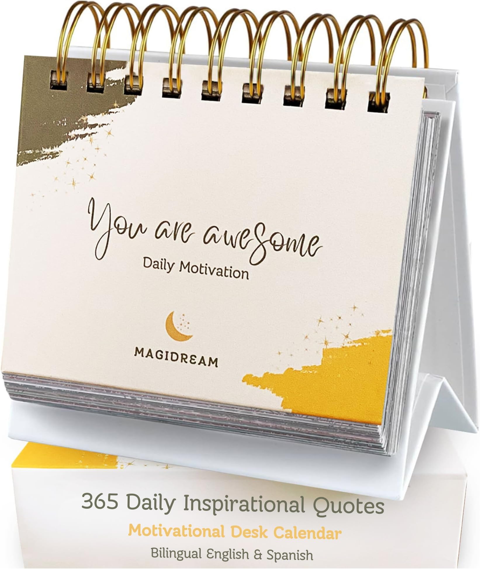 Motivational Desk Calendar โ 365 Daily Inspirational Quotes โ Perpetual Flip Calendar for Desk โ Aesthetic Office Decor โ English and Spanish Daily Motivation โ Motivational Gift