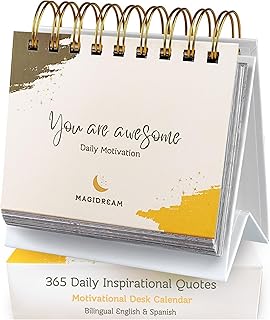 Motivational Desk Calendar – 365 Daily Inspirational Quotes – Perpetual Flip Calendar for Desk – Aesthetic Office Decor – English and Spanish Daily Motivation – Motivational Gift