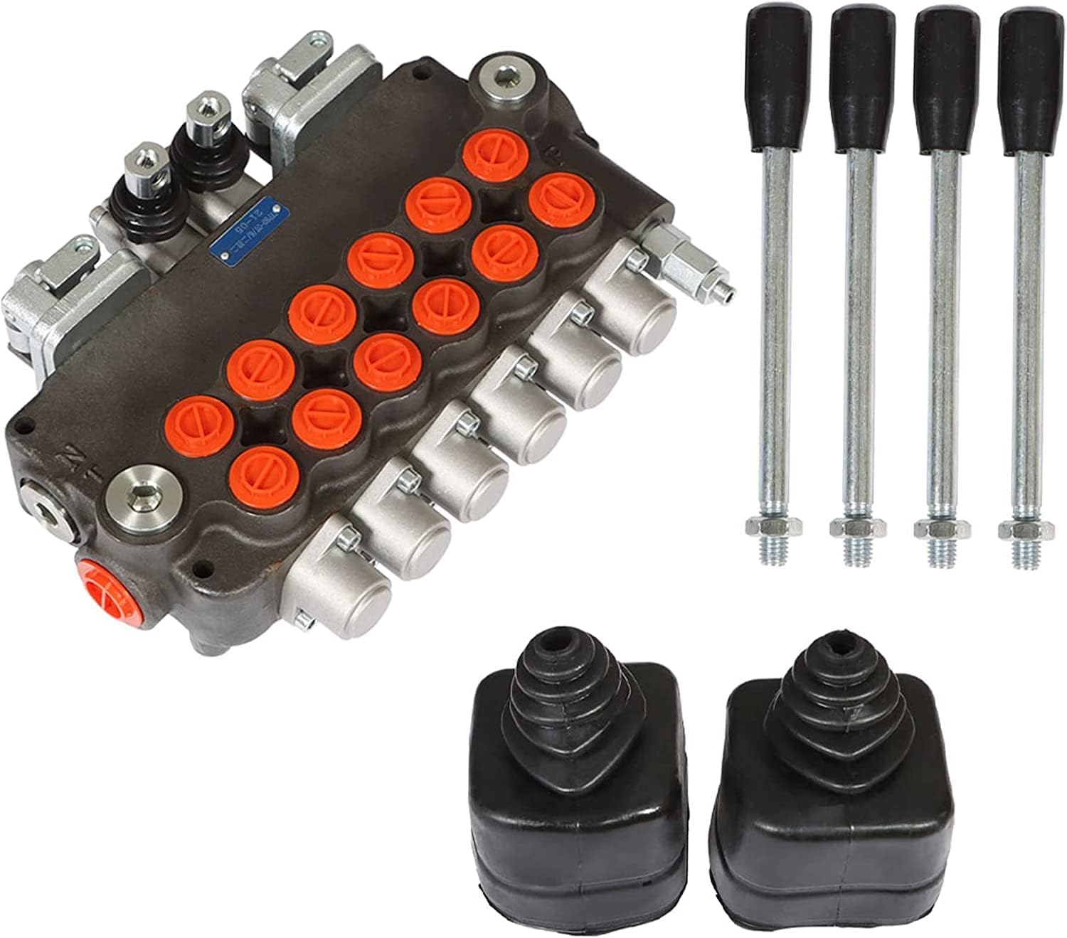 Hydraulic Directional Joystic Control Valve - 6 Spool 21 GPM 3625 PSI SAE Ports Double Acting Hydraulic Valve with 2 Joystick for Tractors Loaders Tanks Loaders Log Splitters