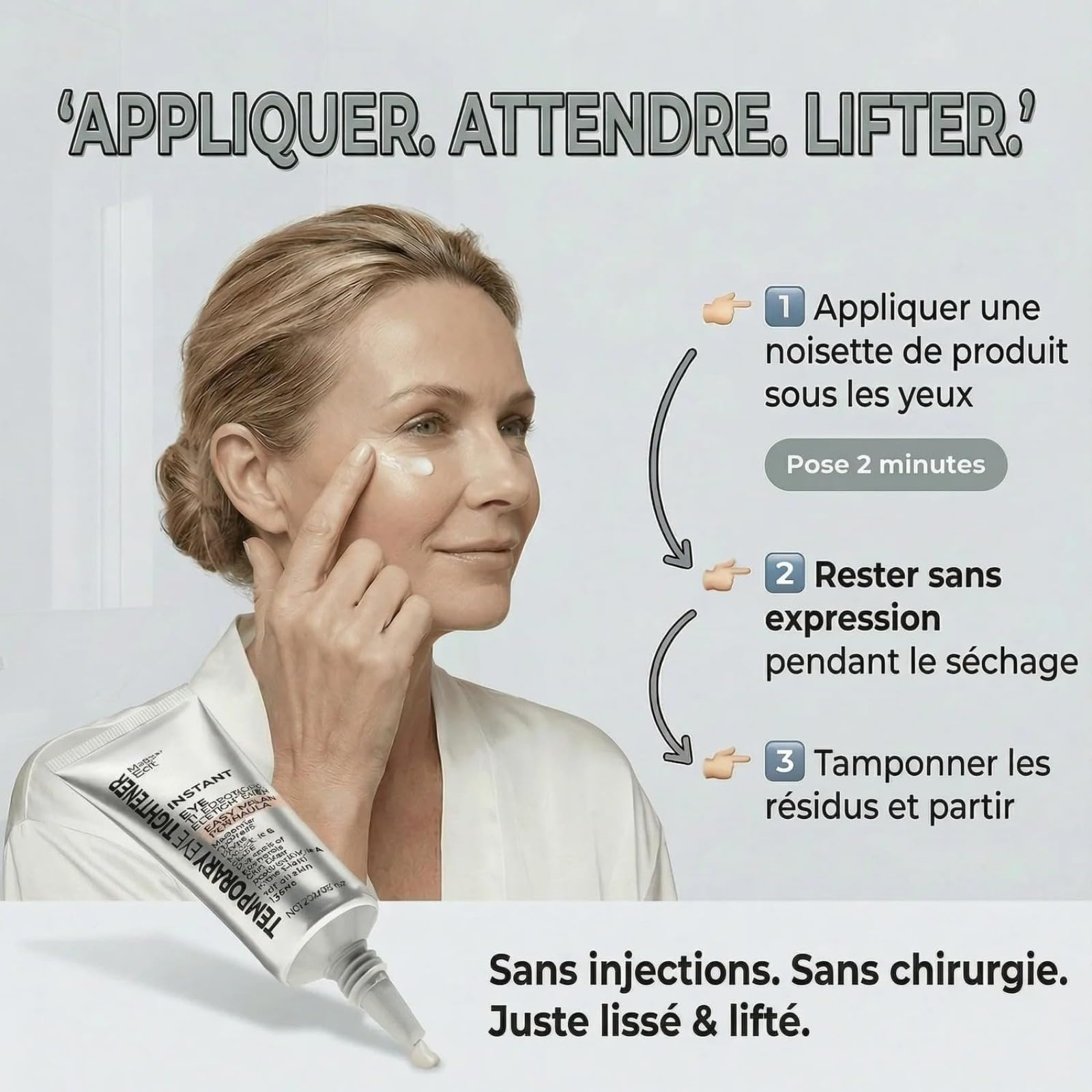 Lote de antiarrugas Instant Firm, para Ojos y Líneas Finas con 1 Cepillo | Reafirmante instantáneo contorno de ojos, atenúa bolsas, arruguitas y patas de gallo, fórmula ligera adecuada para todos