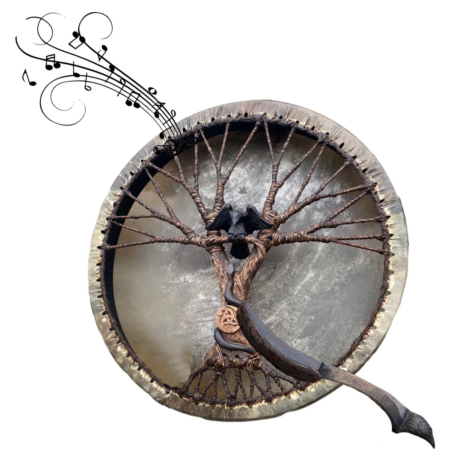 Schamanen-Drum - Tribal Instrument | Handgemachtes Schamanisches Ritual Percussion Tool, des Lebens Drum mit Schlagzeuger für Meditation spirituelle Denktherapie Zauber