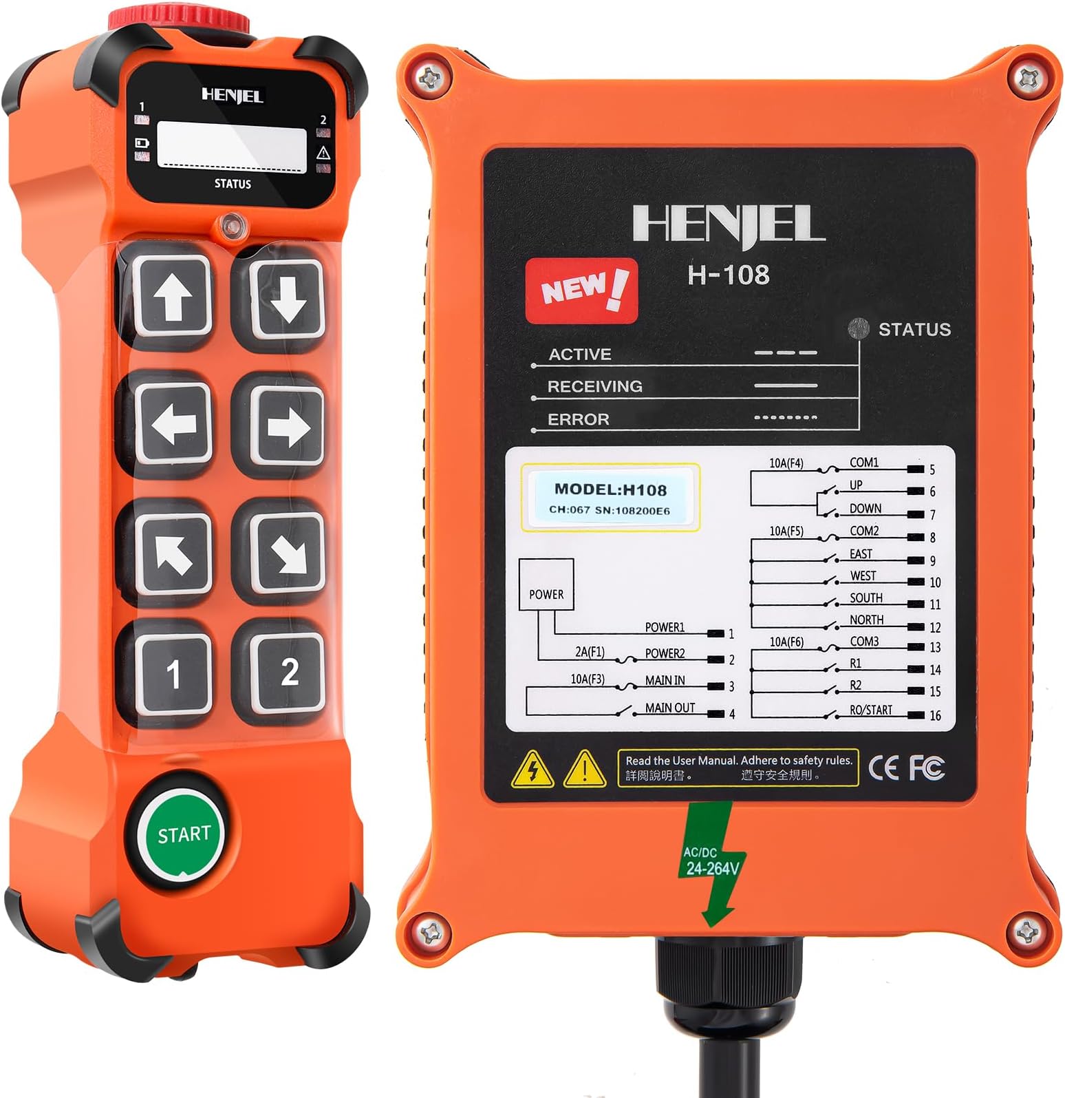 Crane Wireless Remote Control Industrial Hoist Overhead Bridge Crane Controller 8 Channel Button Transmitter and 110V 220V 380V Receiver