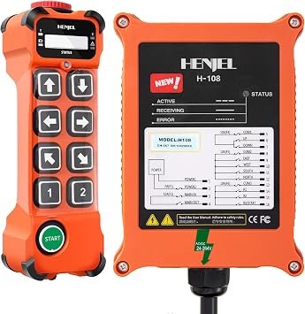 Crane Wireless Remote Control Industrial Hoist Overhead Bridge Crane Controller 8 Channel Button Transmitter and 12V 24V 36V Receiver