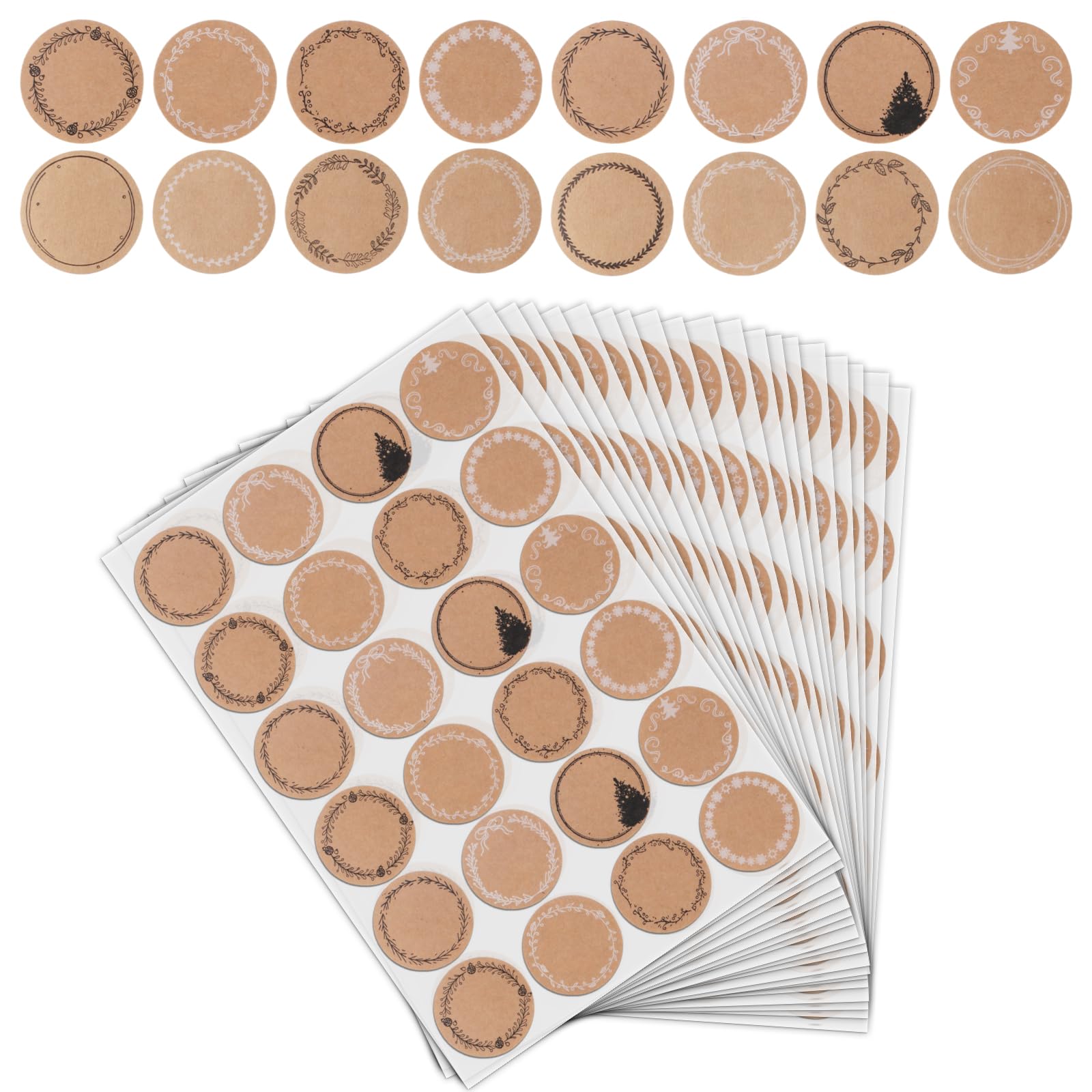 20 Hojas Etiquetas Adhesivas Personalizadas, Pegatinas Etiqueta Adhesiva Redonda Kraft, Pegatinas de Handmade para Botellas de Regalo, Frascos, Sobres, Cumpleaños, Boda