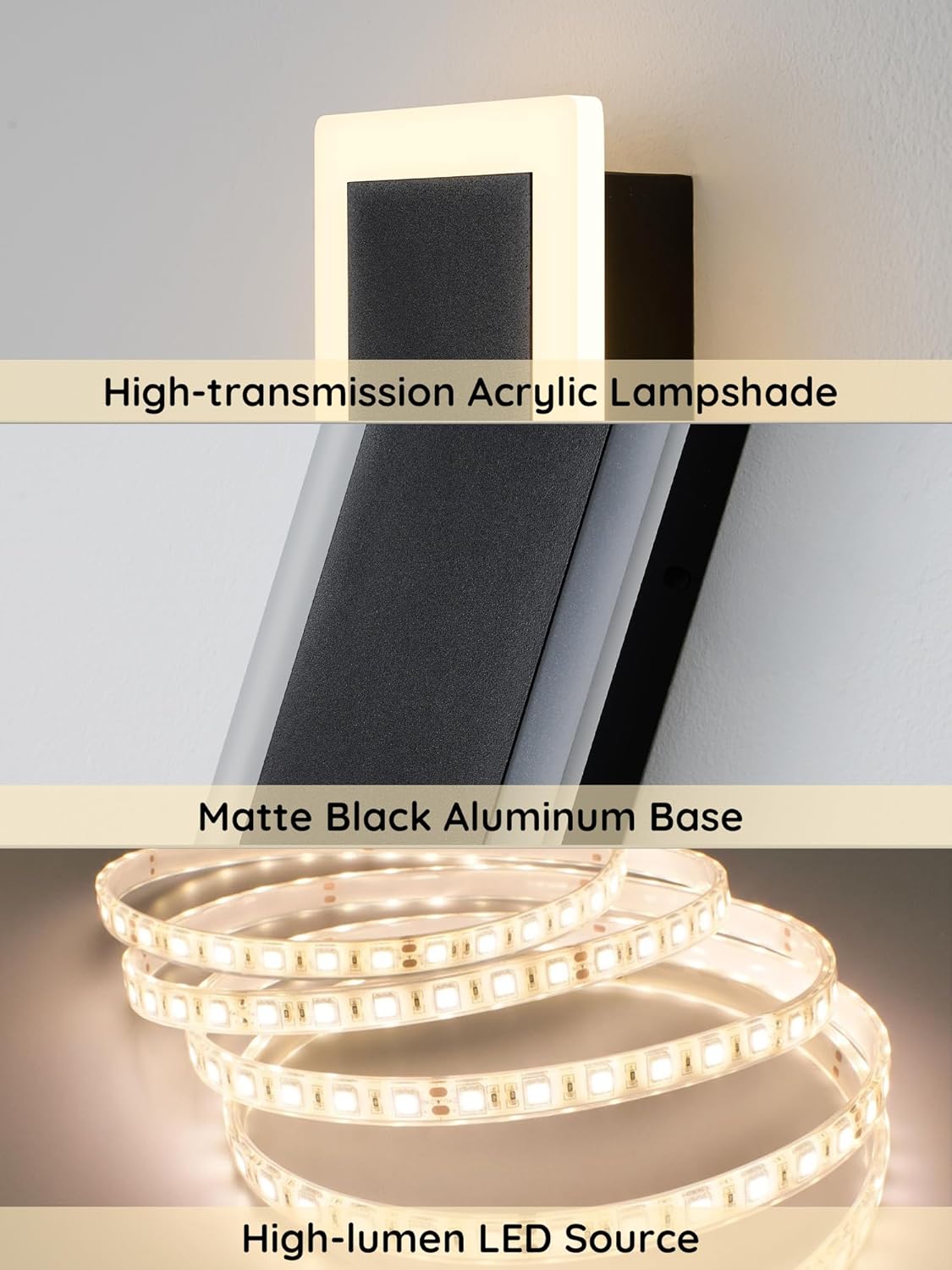 2 Pack 15.7in Long Outdoor Modern LED Wall Light Warm Light 3000K Modern Outdoor Wall Sconce, Long Exterior Lighting Fixtures for Porch, Patio