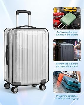 T Tersely Clear PVC Suitcase Cover Protectors 28 Inch Suitcase Baggage Covers - Waterproof Dustproof and Anti-Scratch 28 Inch Luggage Cover (28inch)