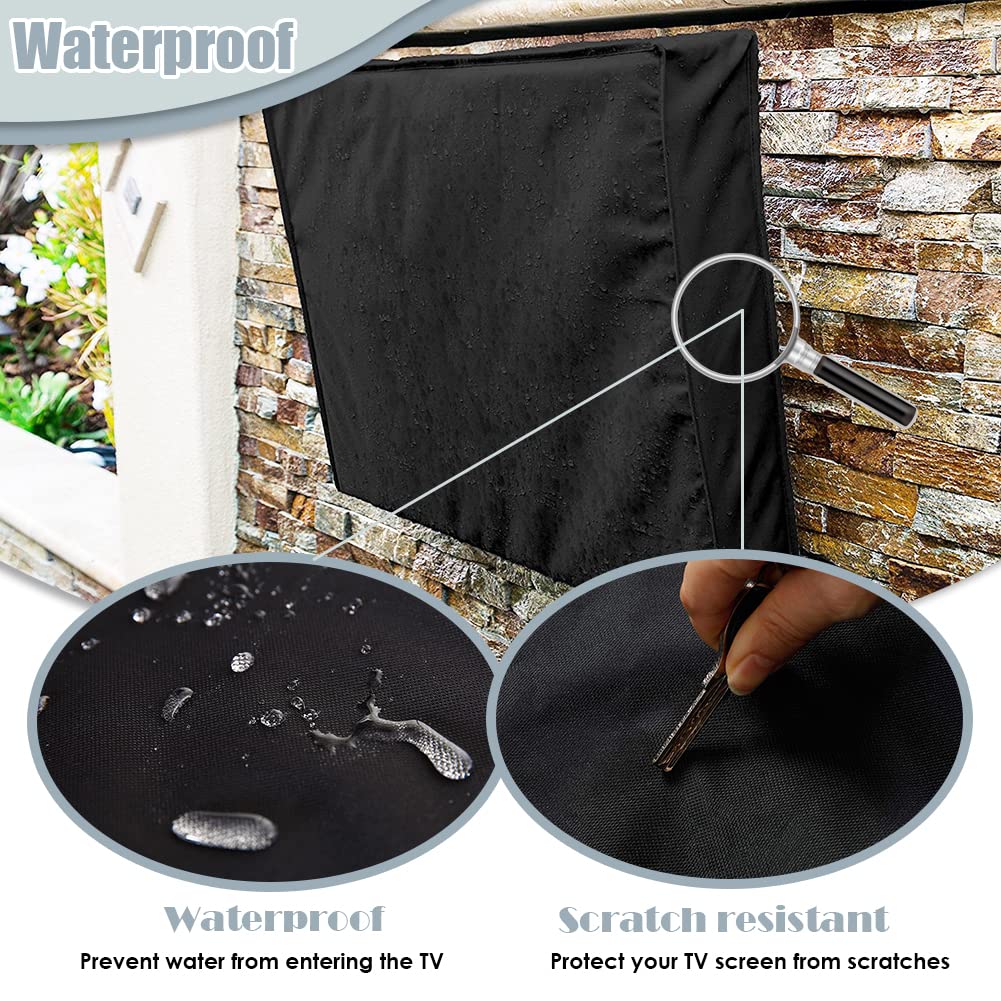Gicov Outdoor TV Cover Waterproof with Front Flap Transparent Film Visible Patio TV Cover Dustproof Television LED LCD Screen Protector with Remote Controller Pocket (55-58
