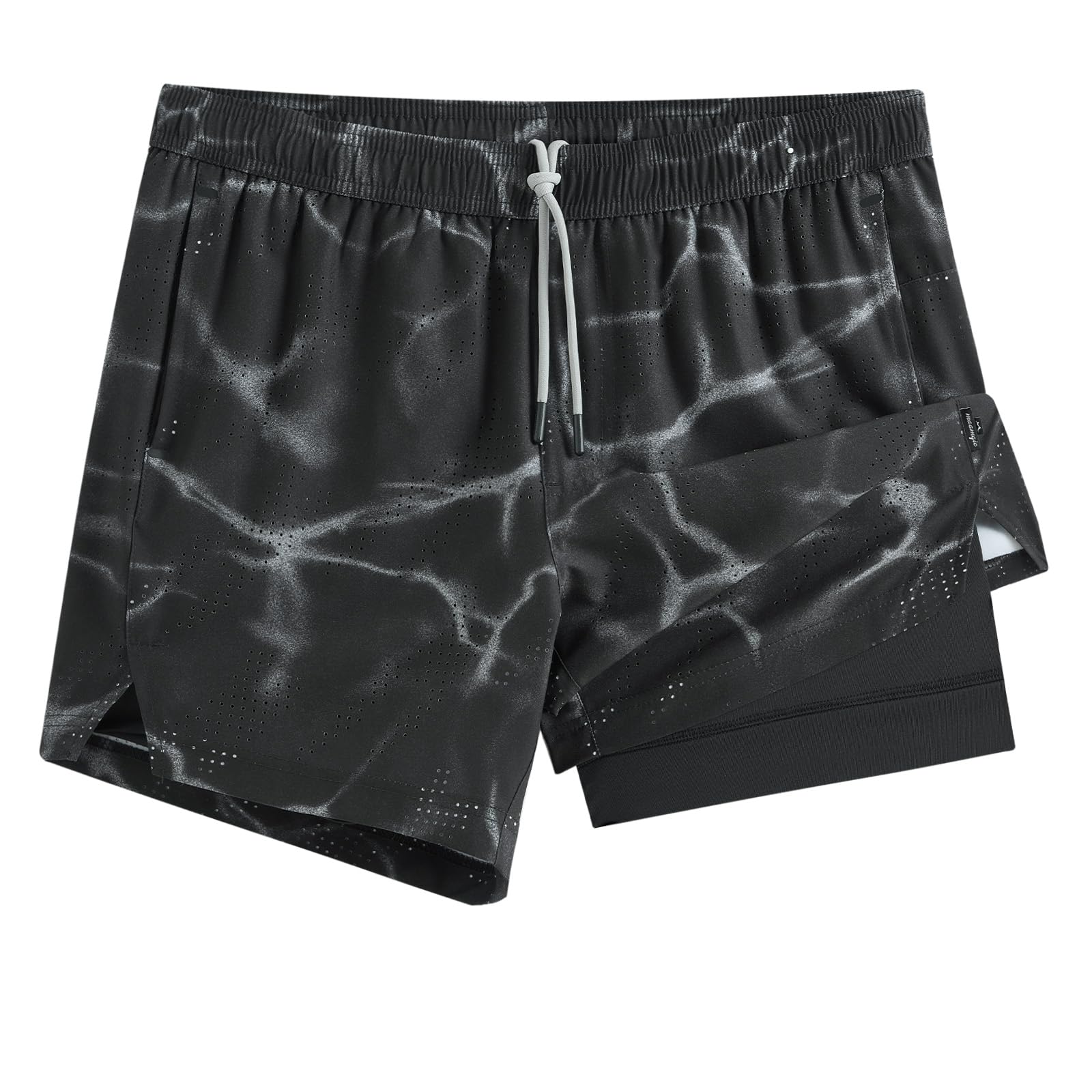 maamgic Mens Running Shorts with Compression Liner 5" Quick Dry Zip Pocket