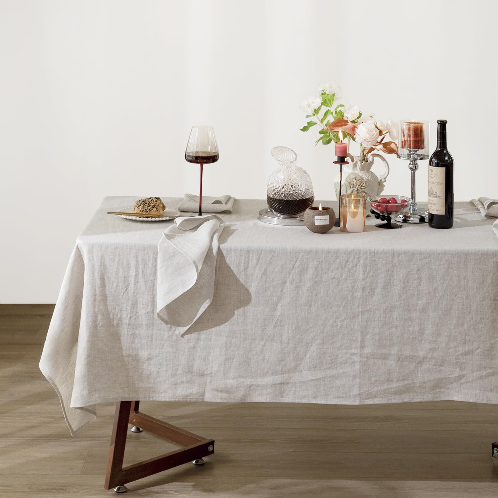 Talasily Linen Tablecloth 100% Pure Linen Table Cloth 60x108 Inches Rectangle Tablecloths Washable Cloths for Kitchen, Dining, Buffet Parties,