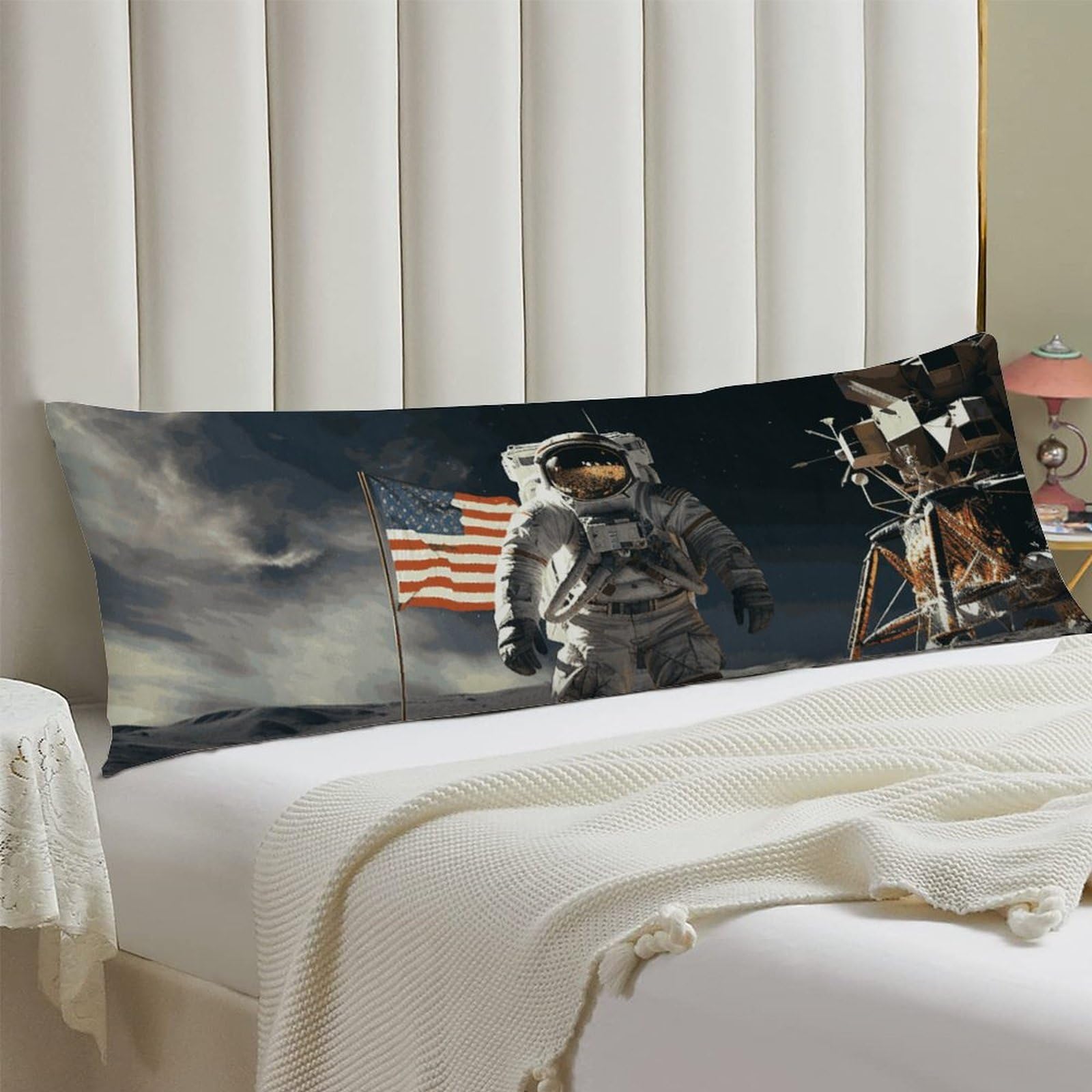 Body Pillow Cover 20x54 Long Pillow Case with Invisible Zipper Breathable Microfiber Astronaut Landing Pillowcase Soft Cozy Protector for Bedroom Couch Sofa Bed Home Decor All Seasons