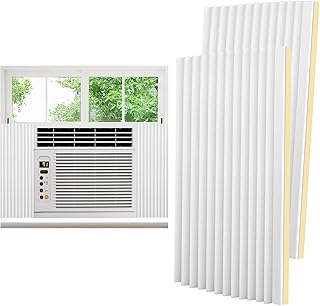 Window Air Conditioner Foam Insulation Side Panels, AC Side Panels Insulation Kit with U Shape Frames and Adhesive Tapes Insulates Winter Cold and Summer Heat, 17" H x 9" W x 7/8" T, 2 Pack, White